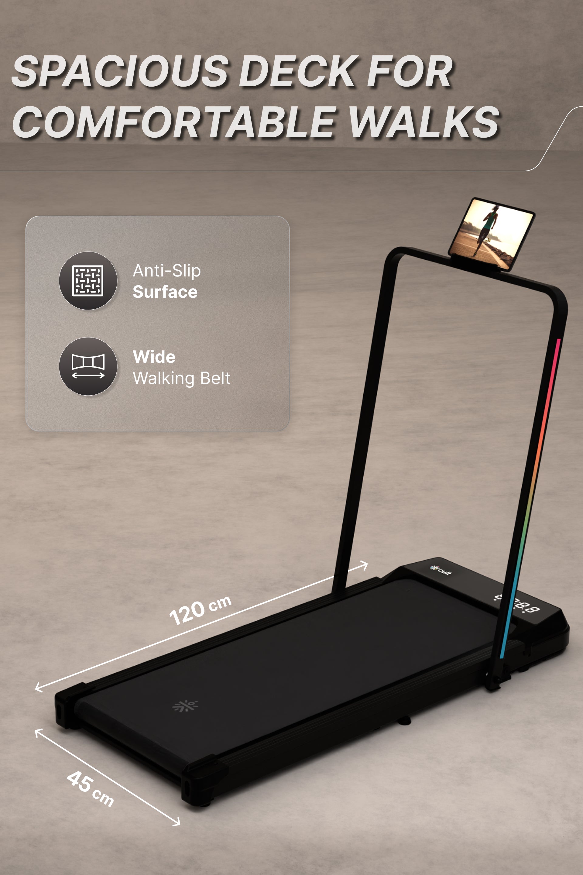 Cult Walking pad 3.5HP Peak DC Motorized Treadmill | Max Speed-10kmph | Max Weight-100kg | Walking Pad for Home Use (with 6 months extended warranty)