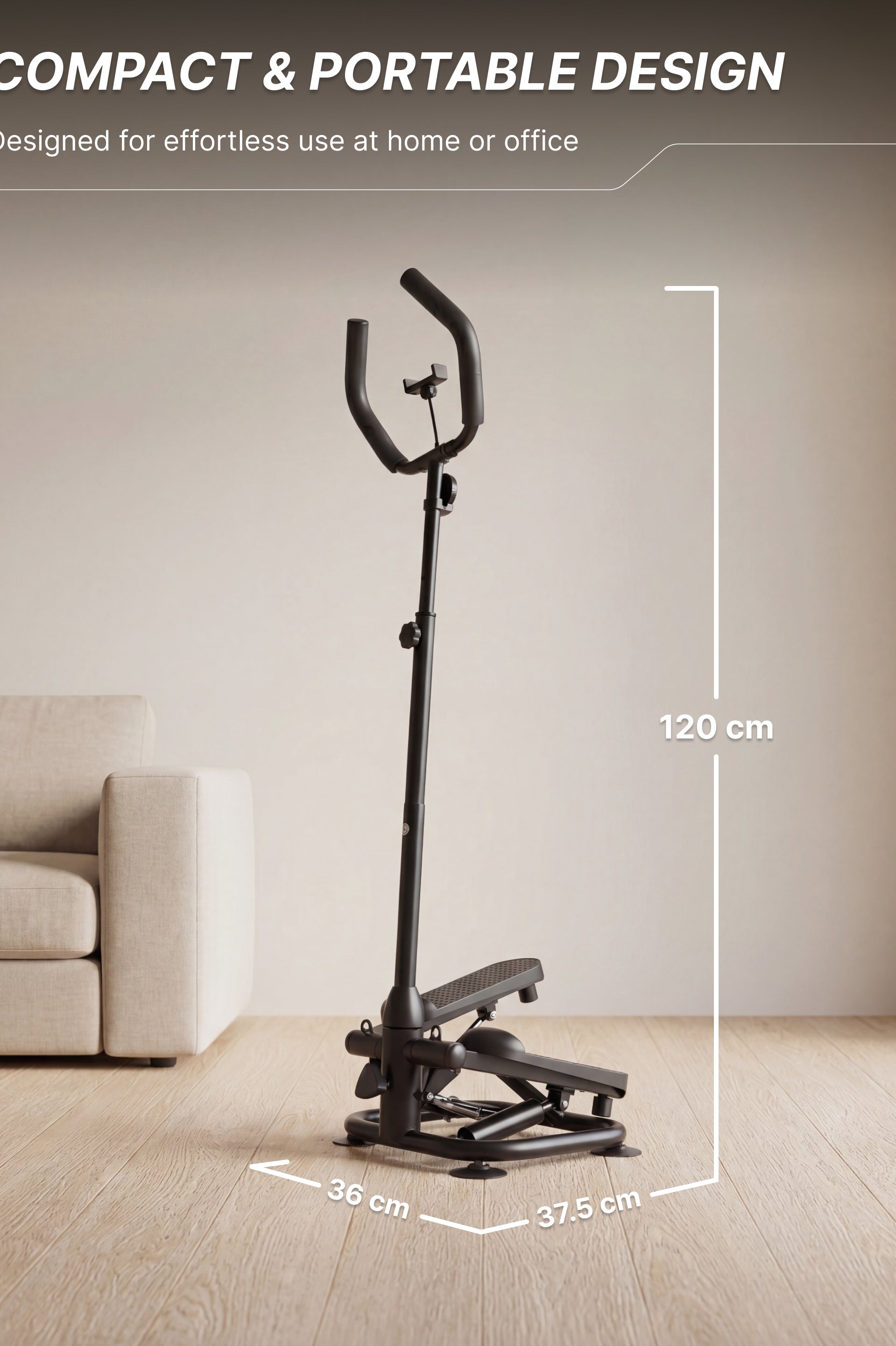 Fikit by Cult Mini Stepper with Handle | Anti-Slip Wide Pedals | Versatile Home Exercise Machine | Sturdy Design | Compact for Home Workout - Black