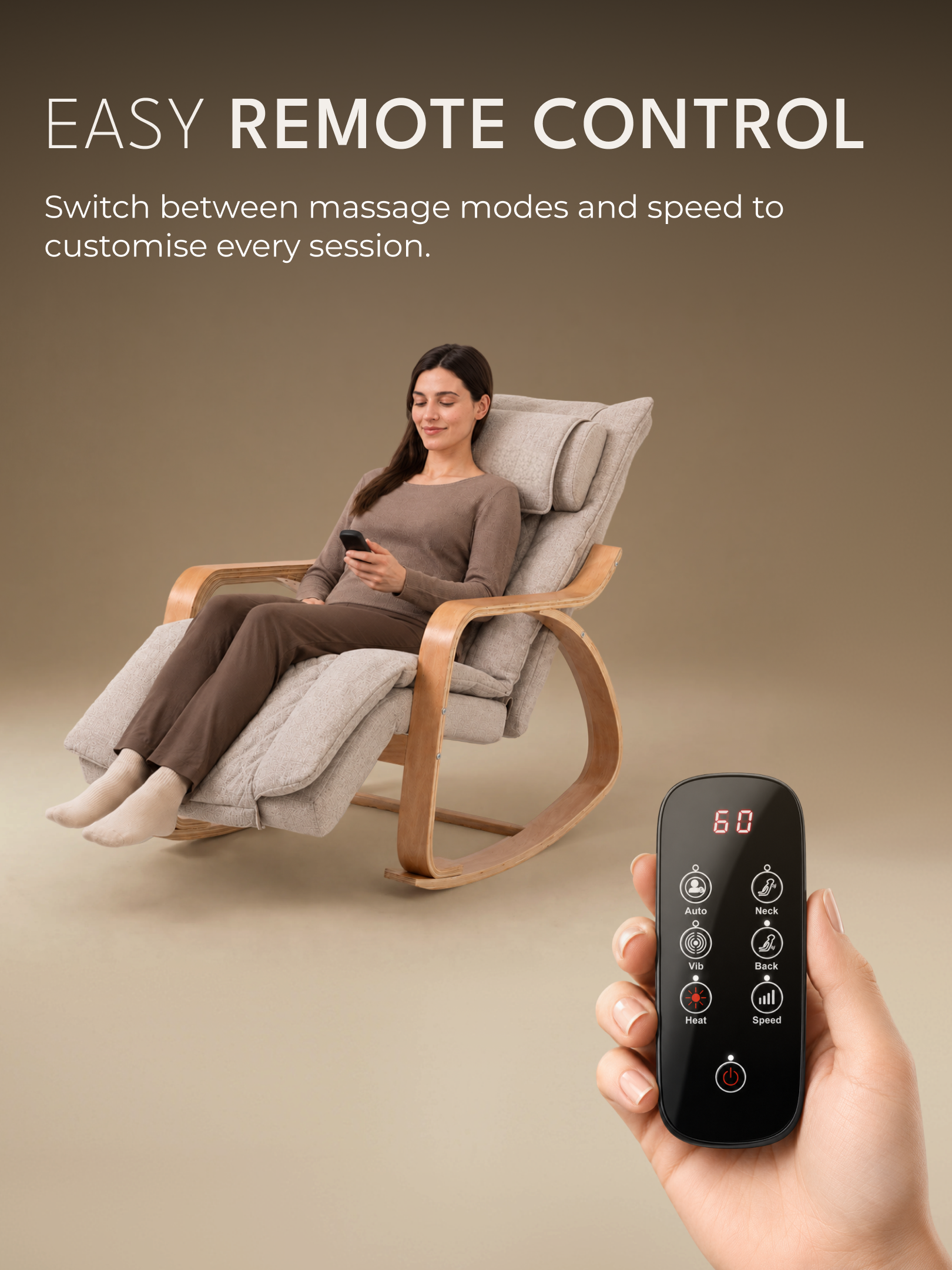 Cult Rocking Recliner Massage Chair | 2-in-1 Massage & Rocking Chair | S-Track Full Body Massage | 135° Recline | 5-Level Adjustable Leg Rest | Waist Heating | Remote Control | Vibration Massage