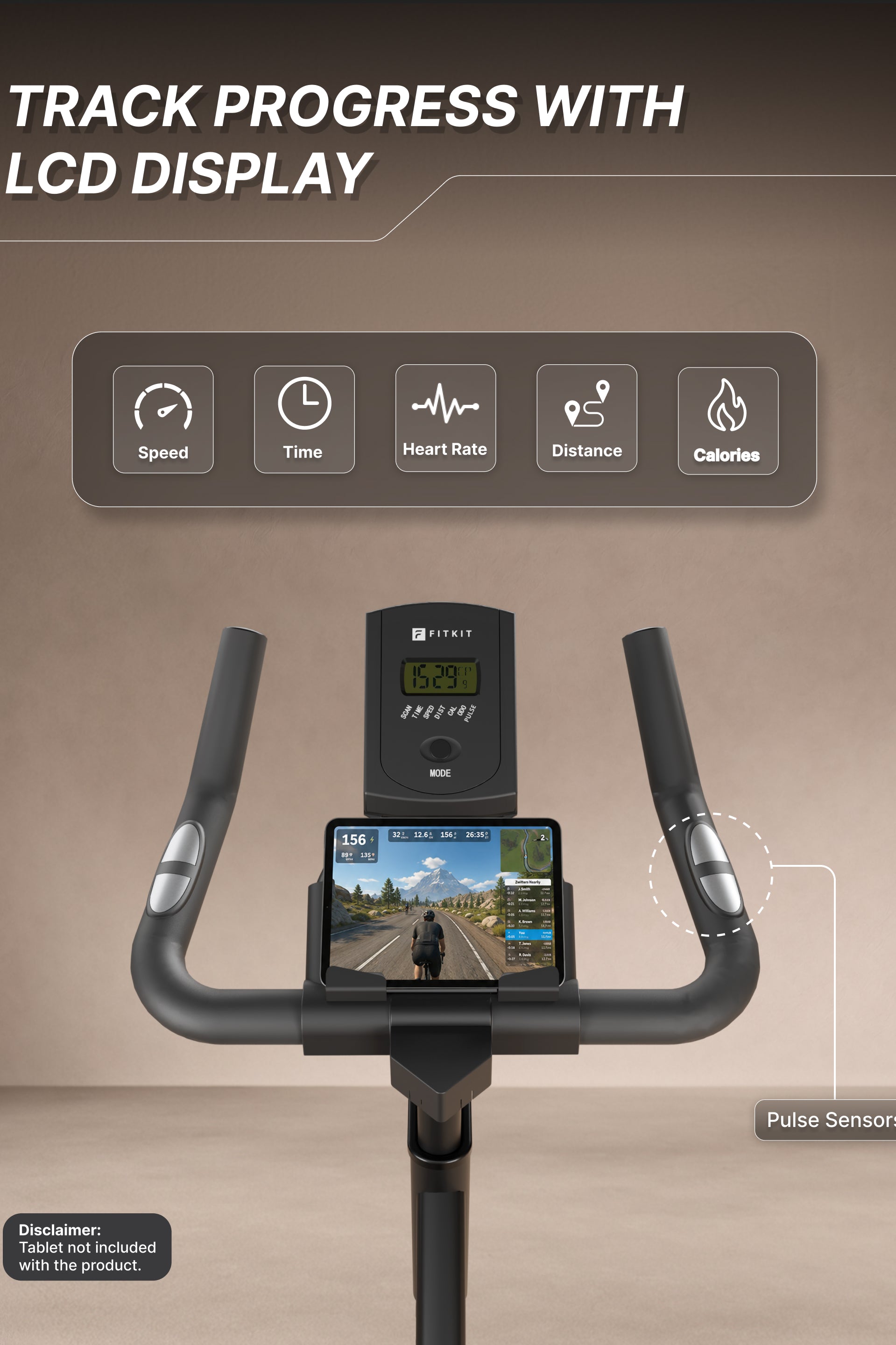 Fitkit by Cult FK8001 Spin Bike with 8Kg Flywheel, LED screen, Adjustable Brake Pad Resistance with Belt Drive System for Fitness at Home Workouts | Max Weight : 130 kg (Black)