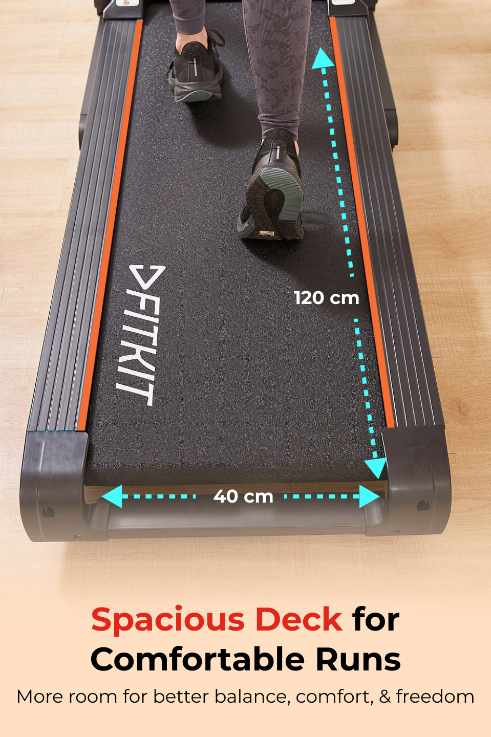 FT98Steel 3HP Treadmill | 3-Level Manual-Incline | Max Speed-12.8kmph | Max Weight-100kg (with 6 months extended warranty)