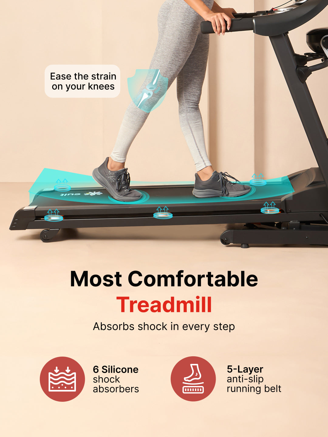 Cultrun 5 HP Peak Treadmill | 15-level Auto-Incline & Massager | Max Weight-120kg | Max Speed-14.8kmph (with 6 Months Extended Warranty)