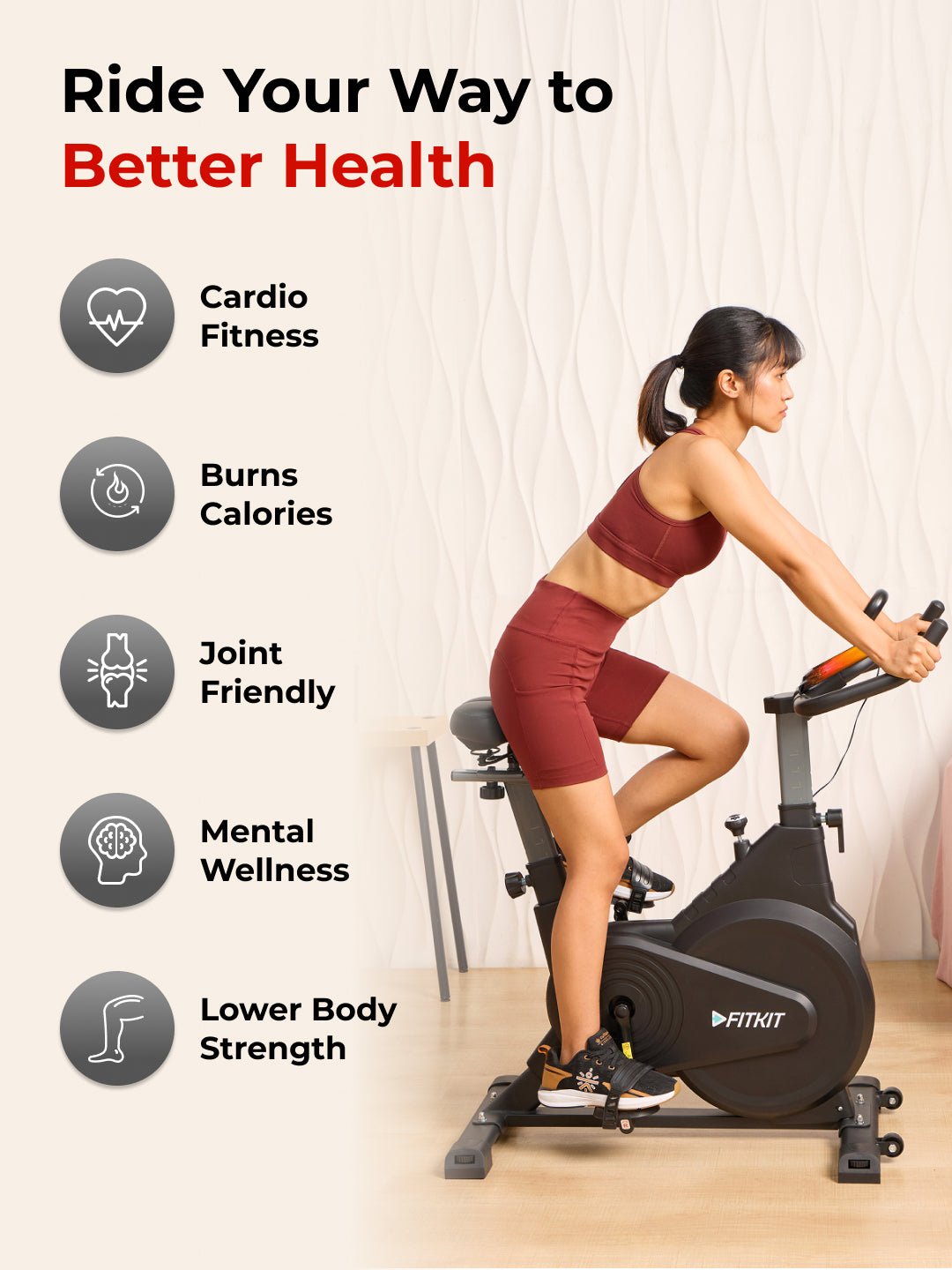 FK7003 Spinbike | 8kg Flywheel | Max Weight: 130Kg | Black (6 months warranty + 6 months extended warranty)