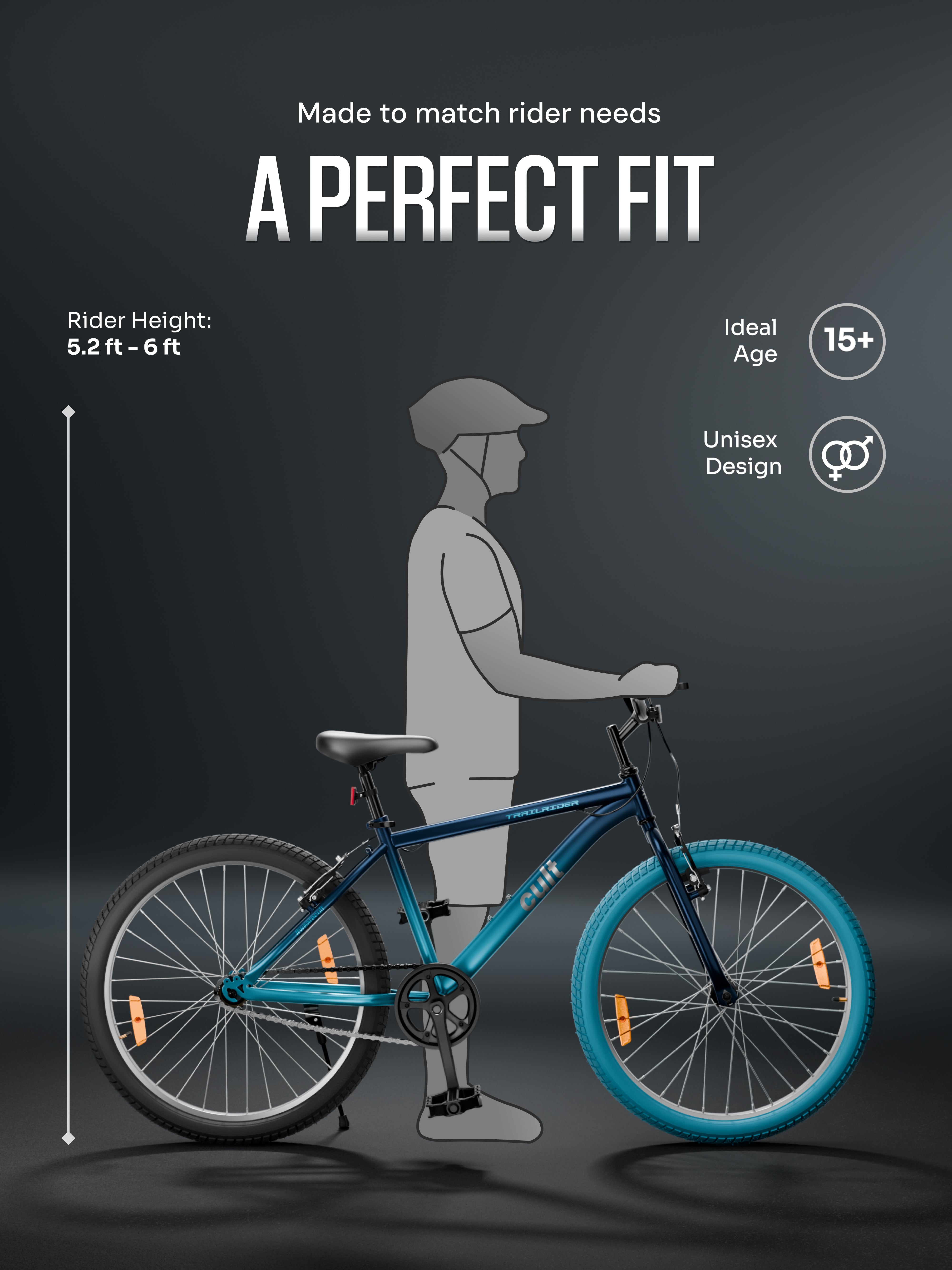 Cult TRAILRIDER 26T Single Speed Mountain Bike, Blue