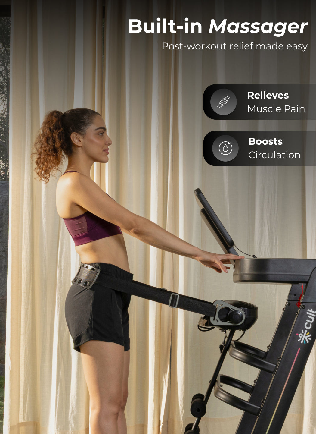 Cult SmartStrideSprint BLDC Motor (6HP Peak) Treadmill with Massager | Max Weight: 140kg | 15 Level Auto Incline (with 6 Months extended warranty)