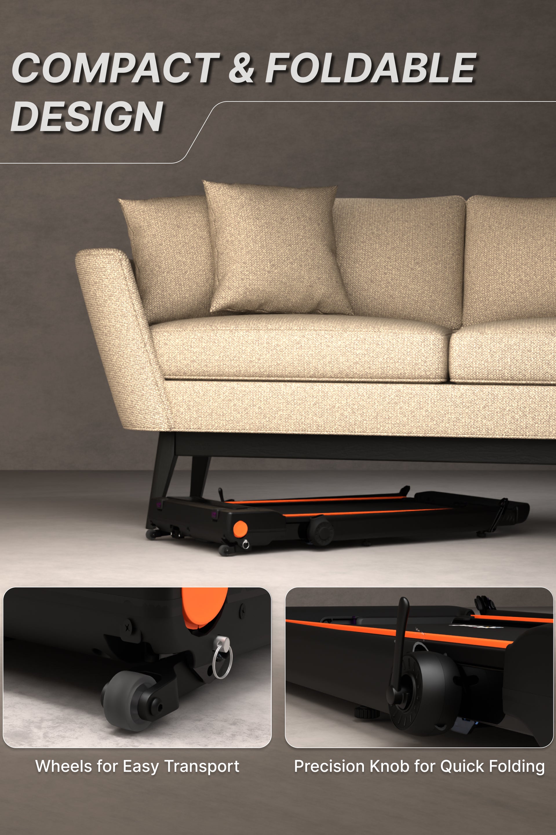 Cult Treadmill with Desk 5.5 HP Peak Motorized 3 in 1 Foldable Treadmill for Home Workout | Max User 120kg, Speed up to 12 km/hr with Adjustable & Detachable Desk with Tablet Holder