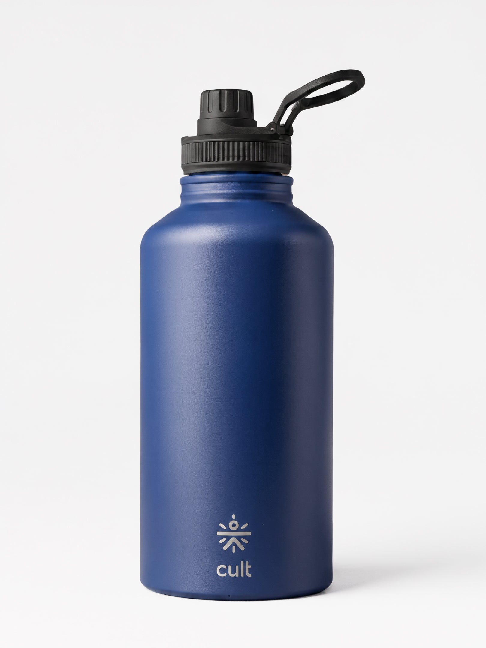 CULT 2 Litre Stainless Steel Water Bottle – 2000ml Leakproof Gym Hydration Jug with Sports Cap - Blue