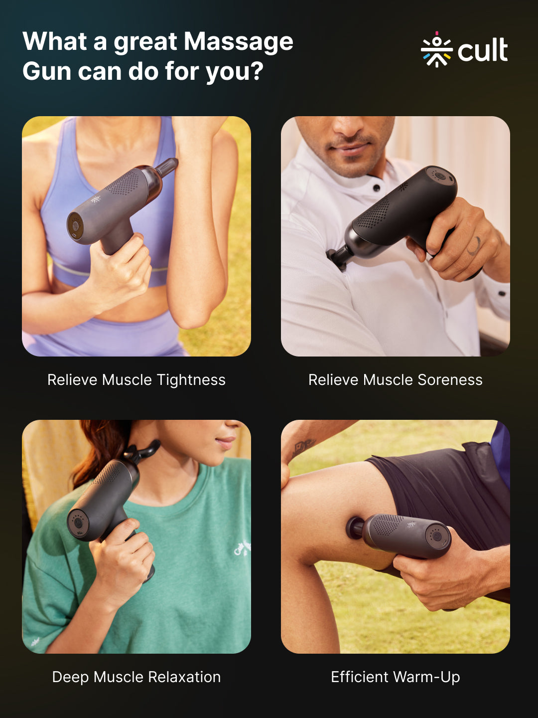 Cult Volt Plus, Full Body Professional Gun Massager, QuietMotion Tech, Deep Tissue Percussions, 3000mAh battery, 6 Speed levels, Silicone head, Carry Pouch.