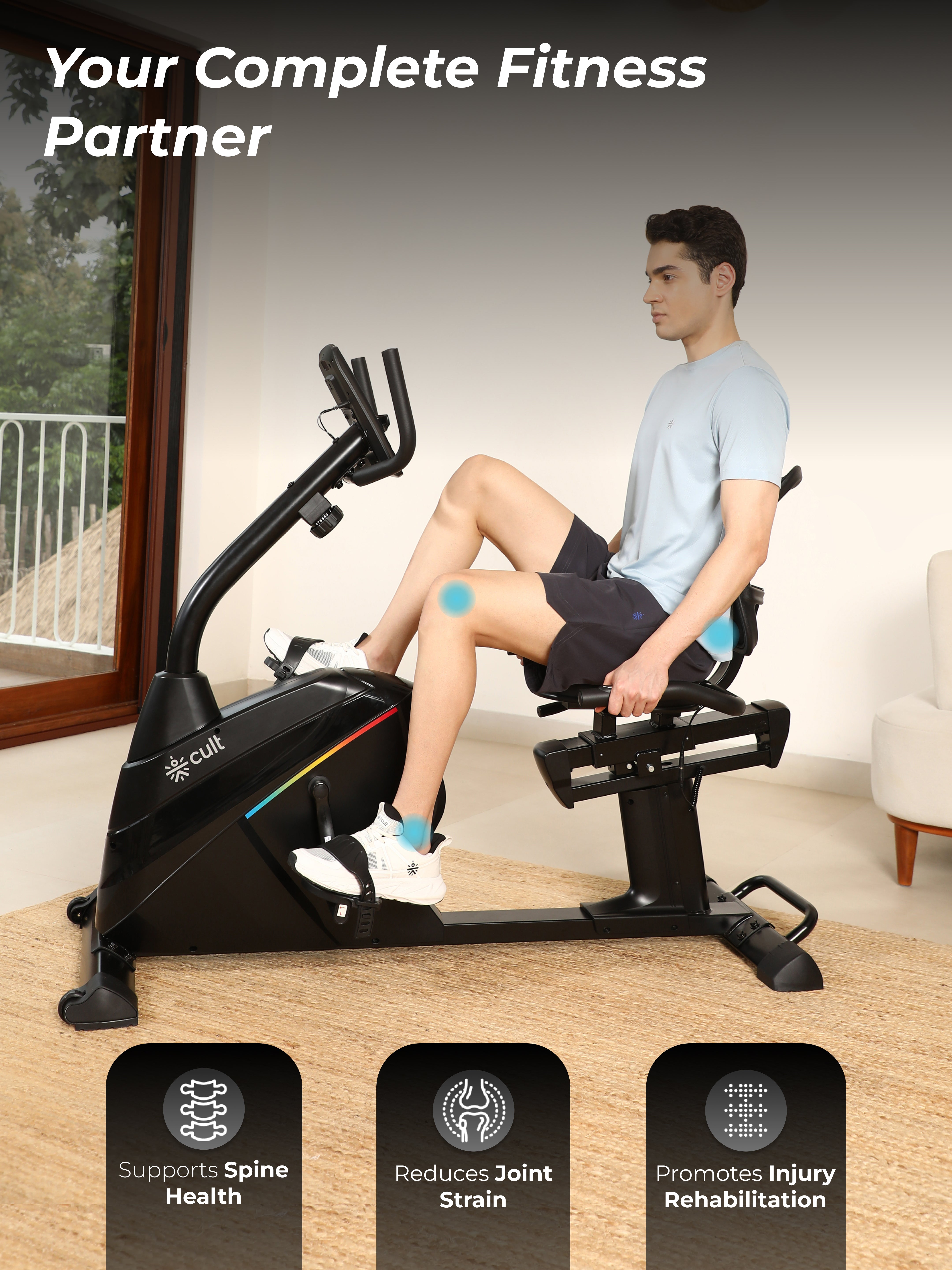 Cult SmartBikeBariPro Magnetic Recumbent Bike| 8Kg Flywheel | Max Weight: 150Kg | Home Use Recumbent Exercise Bike