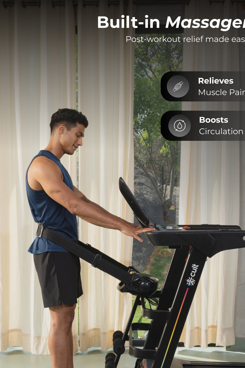 Cult SmartStridePro BLDC Motor (7HP Peak) Treadmill with Massager | Max Weight: 140kg | 18 Level Auto Incline (with 6 Months extended warranty)