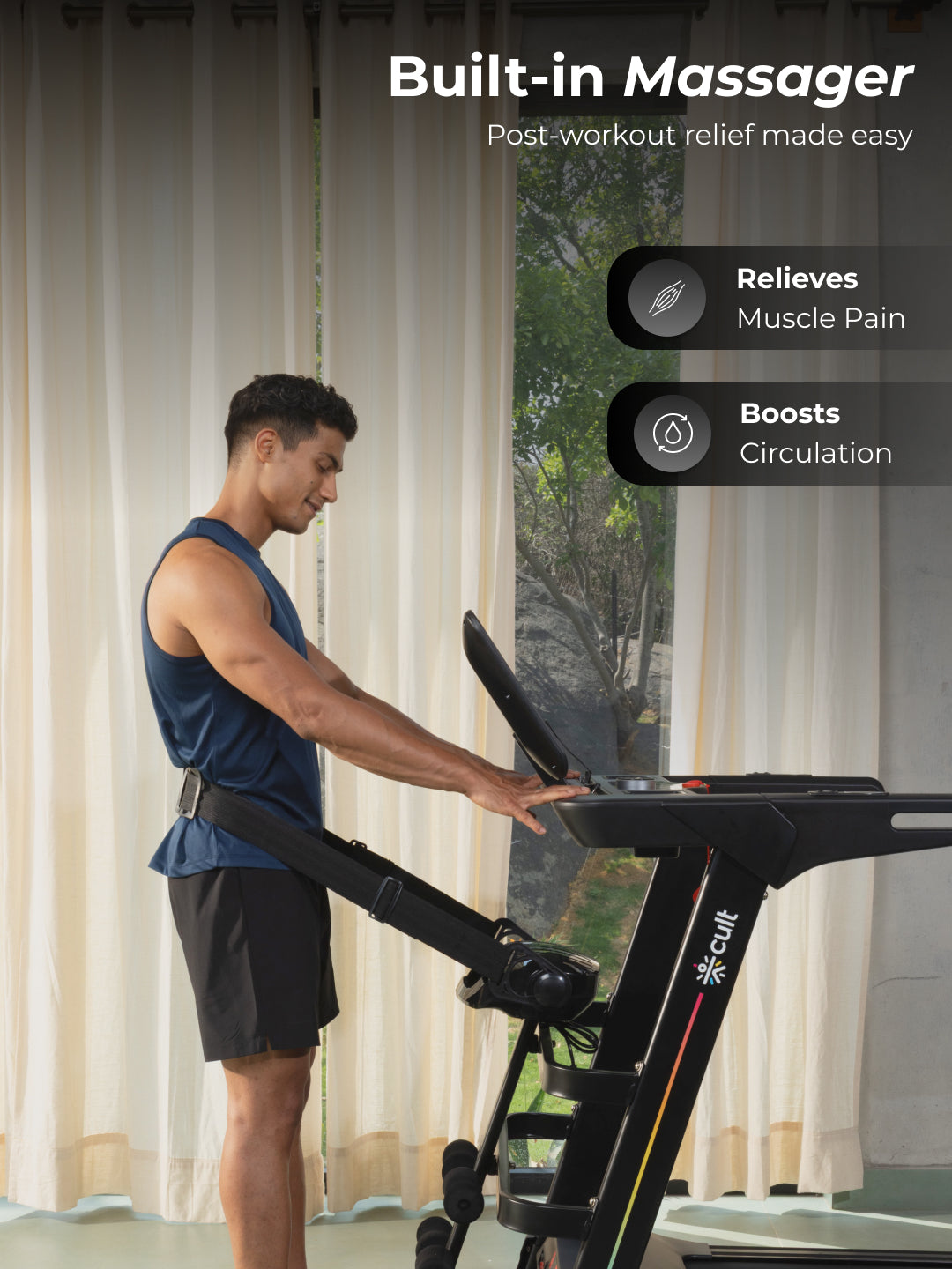 Cult SmartStridePro BLDC Motor (7HP Peak) Treadmill with Massager | Max Weight: 140kg | 18 Level Auto Incline (with 6 Months extended warranty)