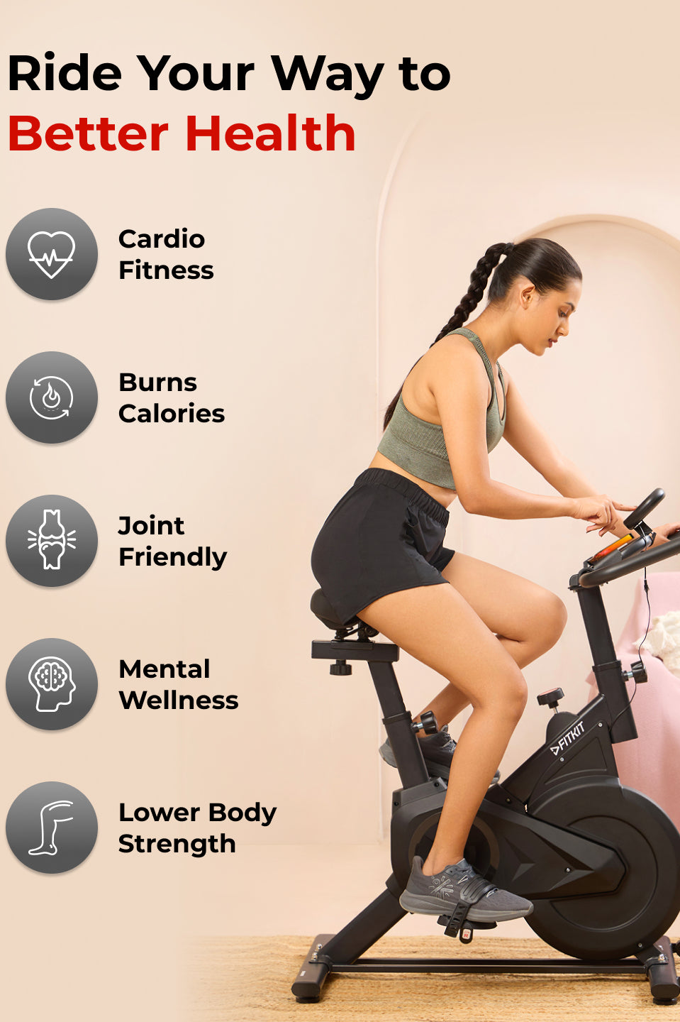 FK7002 Spinbike | 6kg Flywheel | Max Weight: 120Kg | Black (6 months warranty + 6 months extended warranty)