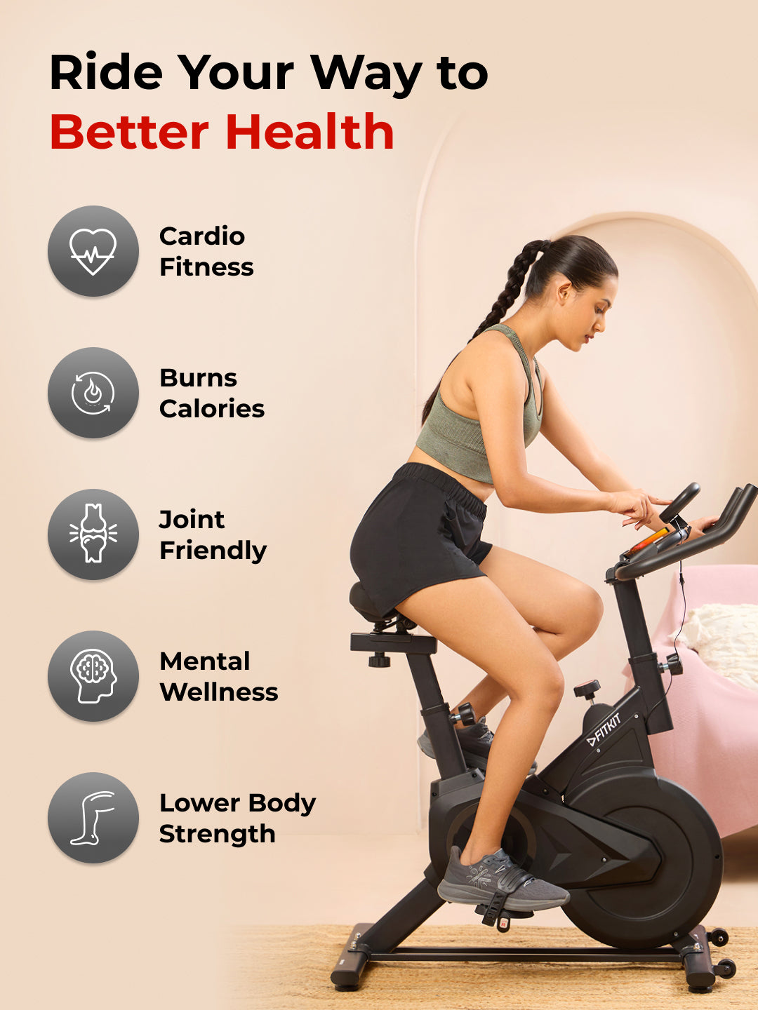 FK7002 Spinbike | 6kg Flywheel | Max Weight: 120Kg | Black (6 months warranty + 6 months extended warranty)