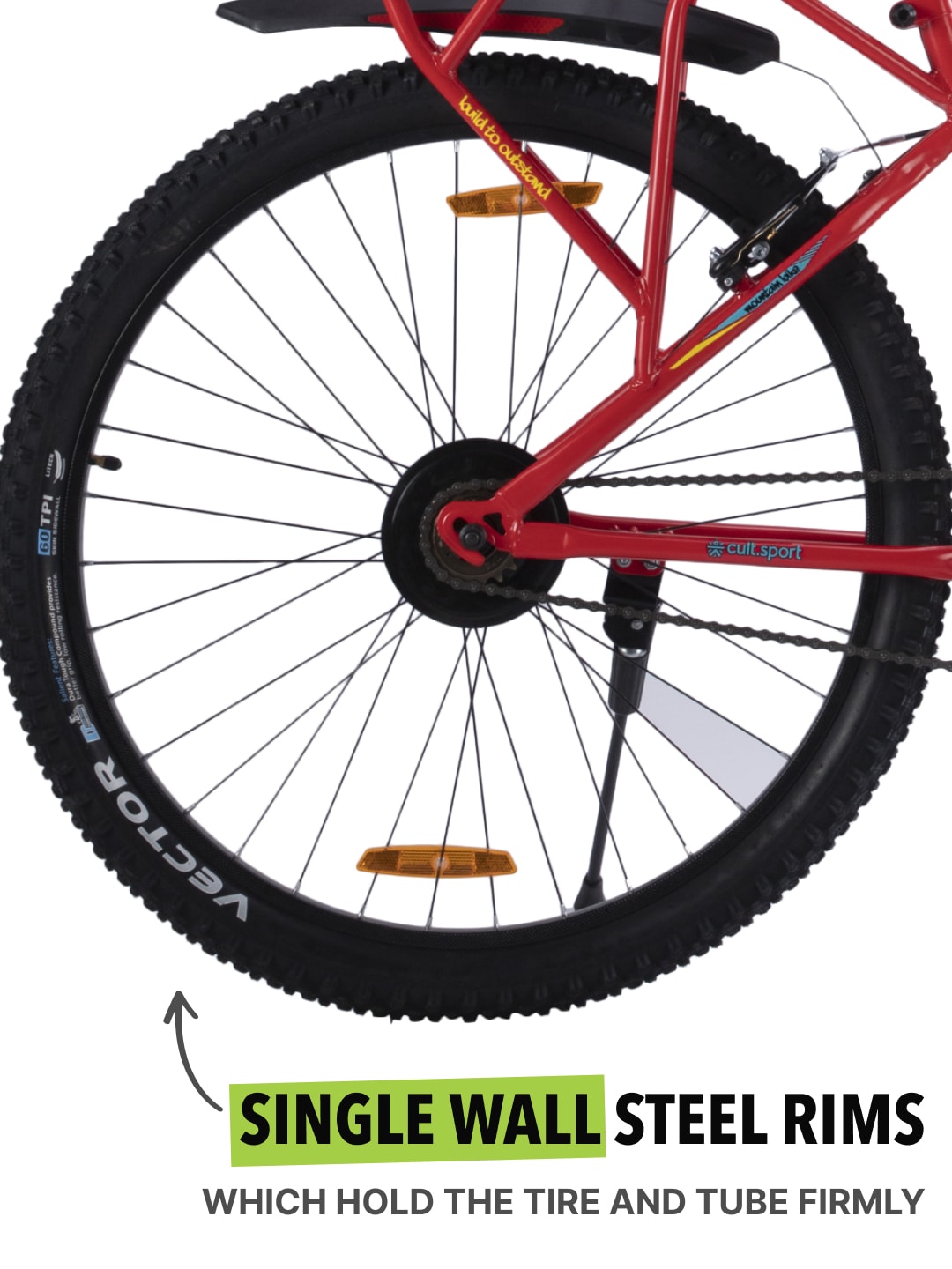 StudIBC27.5RED Steel Single Speed 27.5 inch Mountain Cycle with Single Wall Rim and Rigid Fork