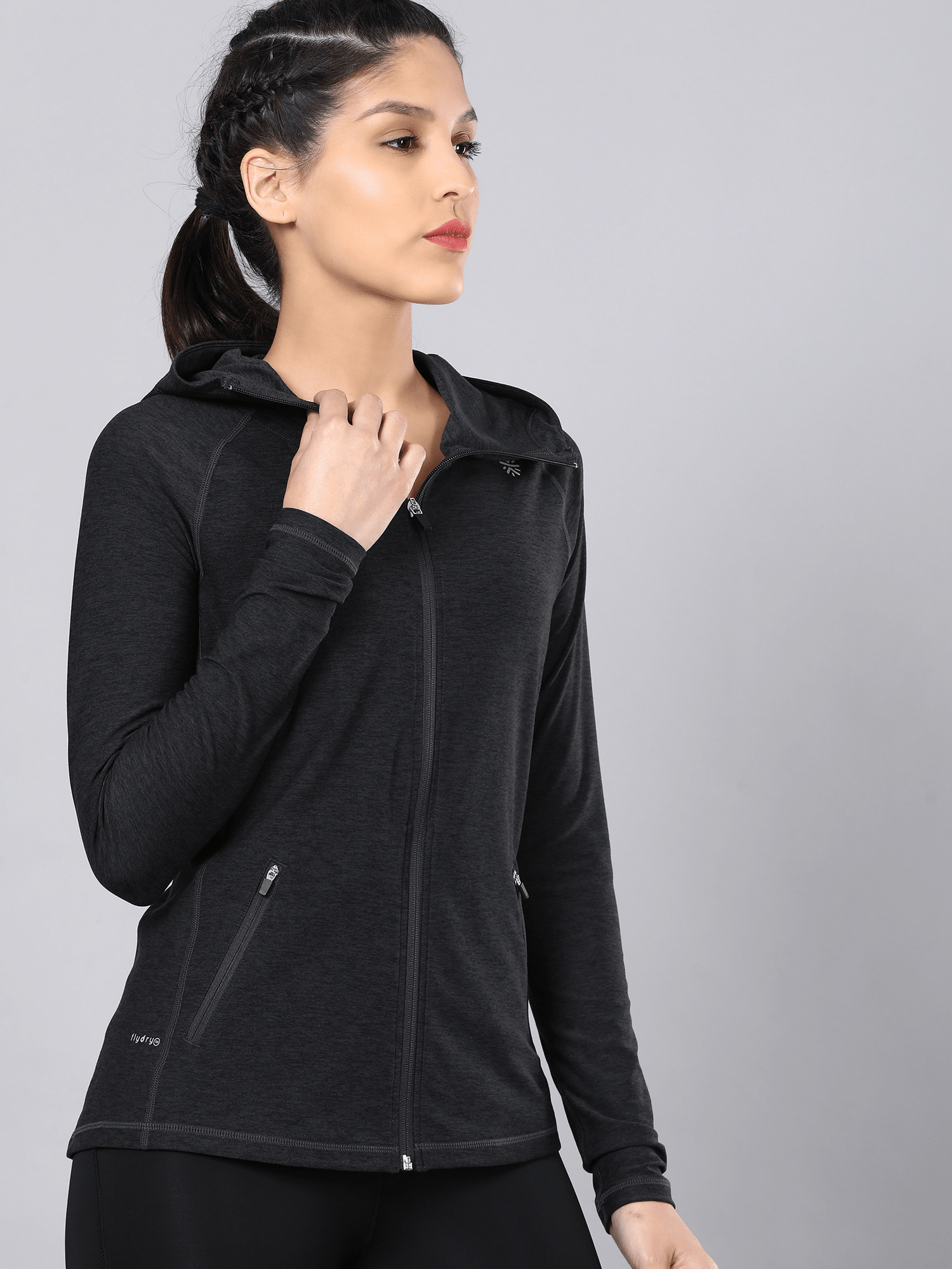 Vital Emerge Black Zip Through Hoodie Sweatshirt