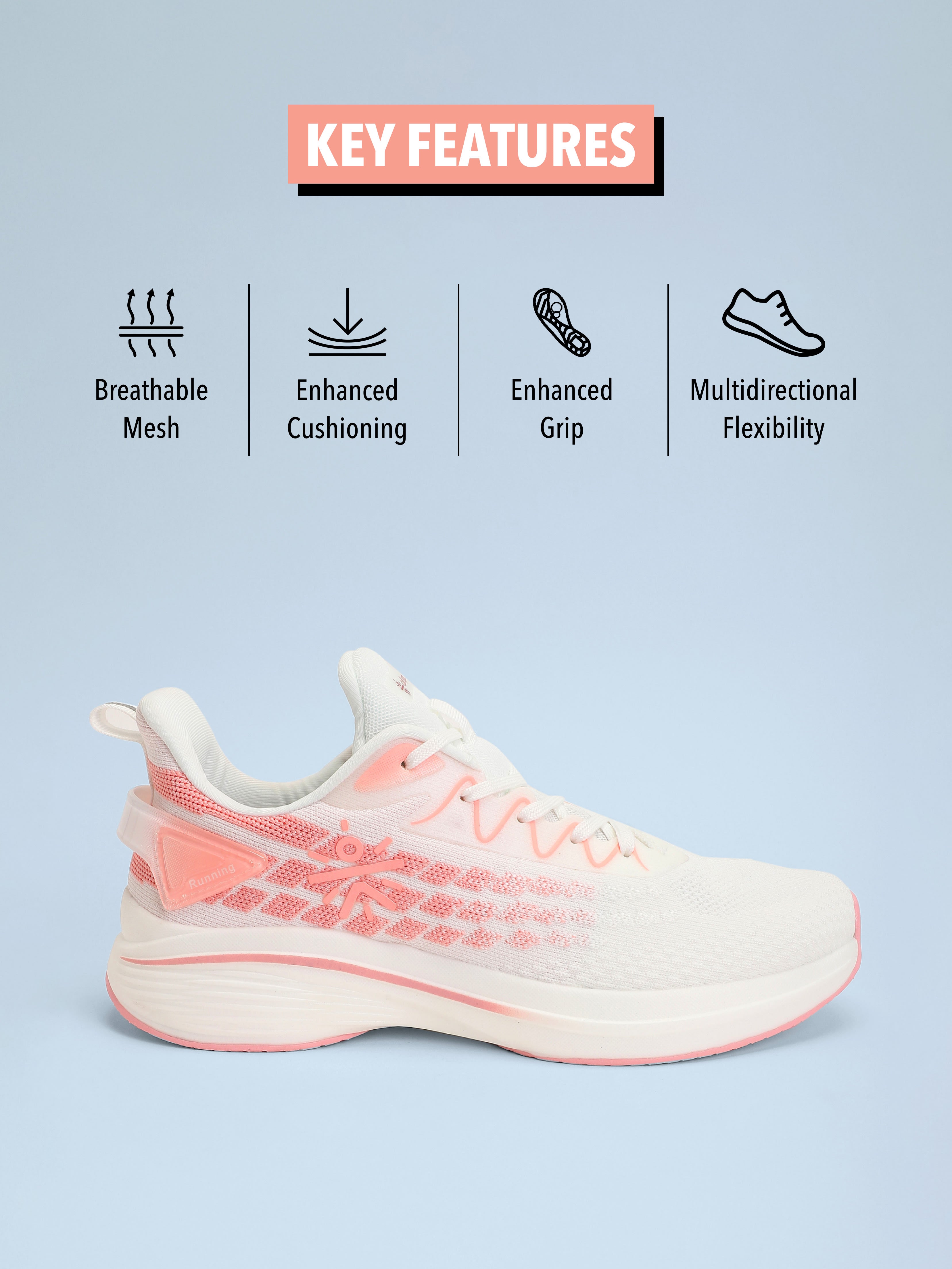 cult Active Women Running Shoes - White/Peach