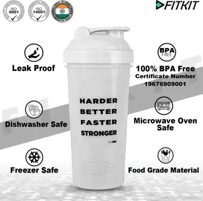 Fitkit FK67.60.003-01 Classic 700 ml Shaker (Pack of 1, White)