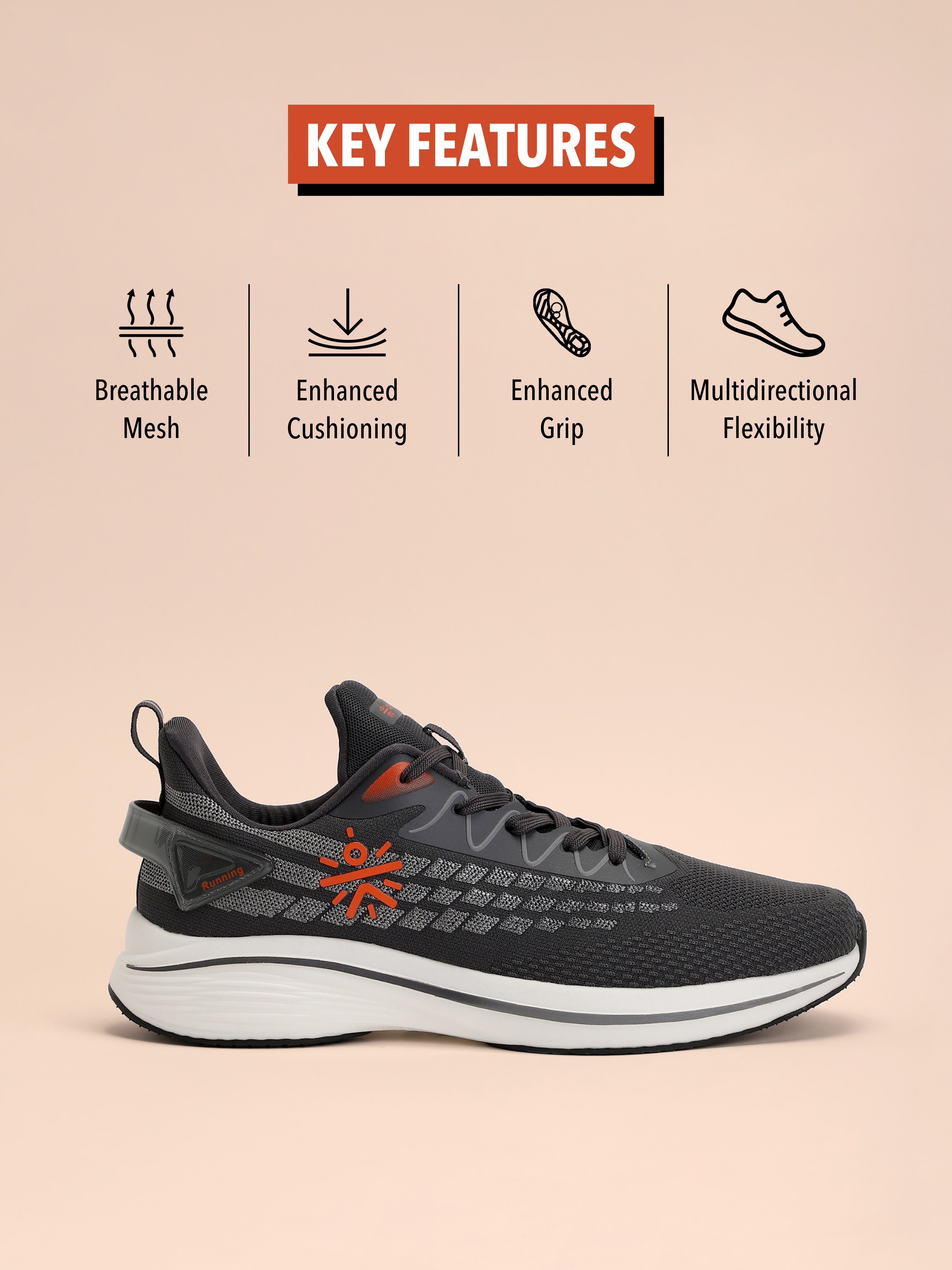 cult Active Men Running Shoes - Dark Grey