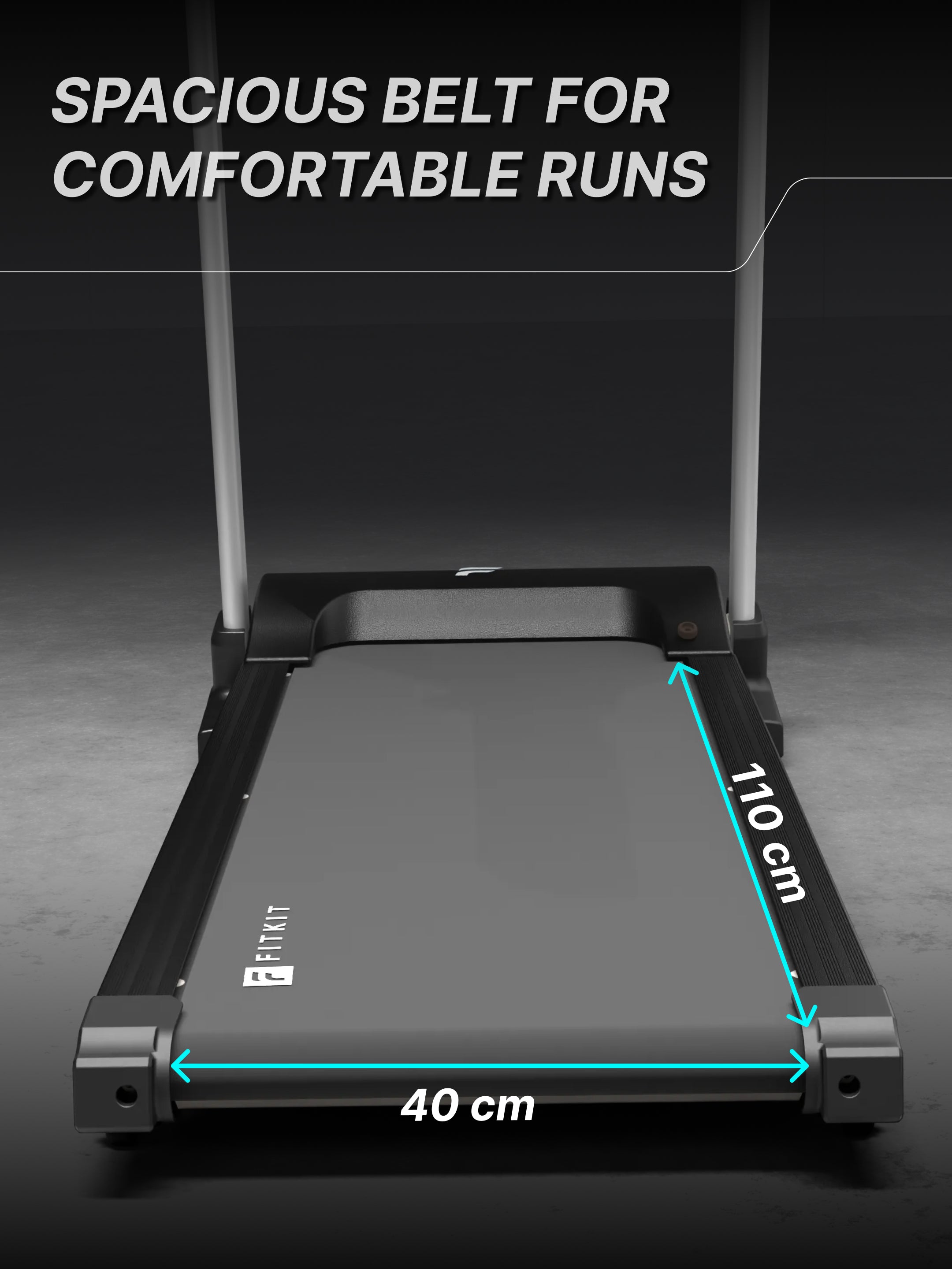 Fitkit by Cult FT100 Smart Incline Motorised Treadmill | 3HP BLDC Motor | 110kg Capacity | 15-Level Auto Incline | 12 km/hr Speed | Foldable & Easy-Move Wheels | 12 Preset Workout | Ideal for Home Use