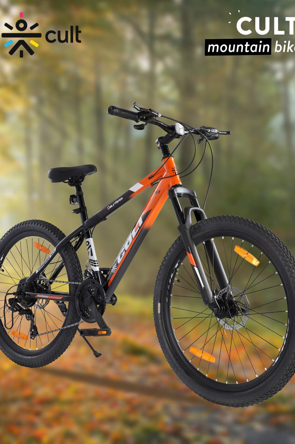 DAUNTLESS21S26TORANGEBLACK Steel 21 Speed Shimano Gear 26 inch Mountain Cycle, Dual Disc Brake, Front Suspension, Double Wall Rim