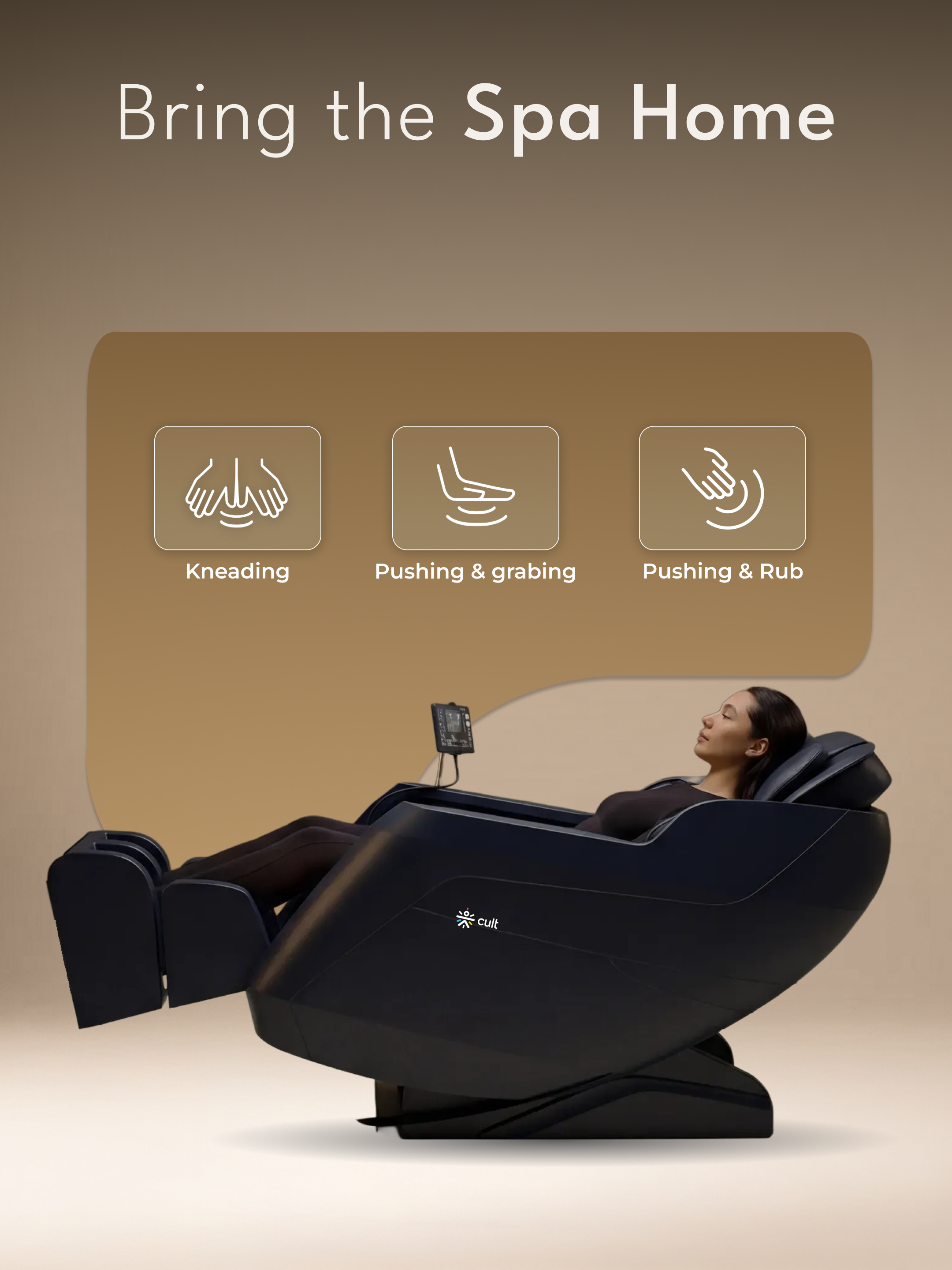 Cult Serene Massage Chair | Zero Gravity with Voice Guide & Bluetooth | 9 Preset Massage Programs | Smart Touch Screen