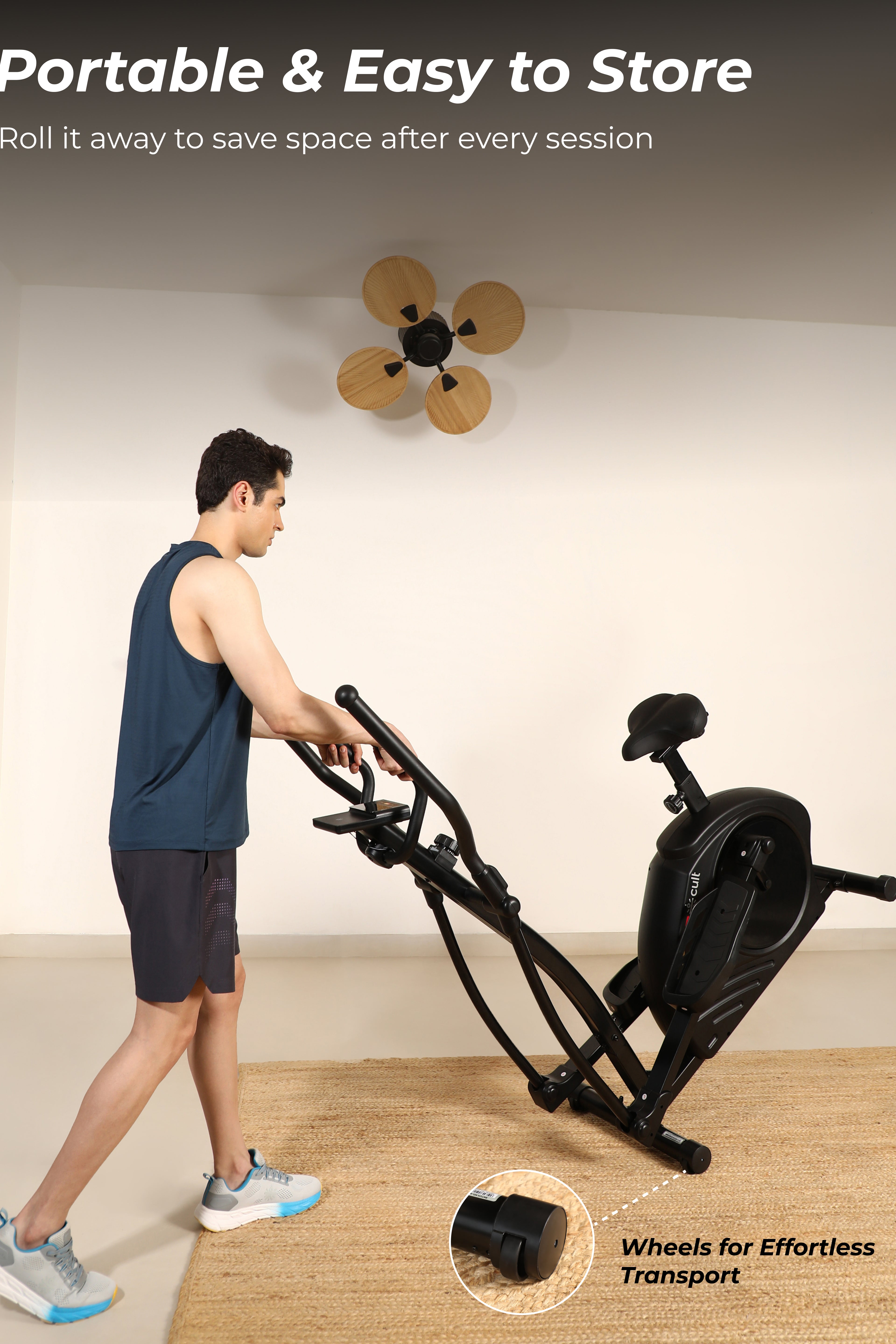 Cult SmartCrossPrime Magnetic Elliptical Trainer | 6Kg Flywheel | Max Weight: 140Kg | Home Use Cross Trainer - Black
