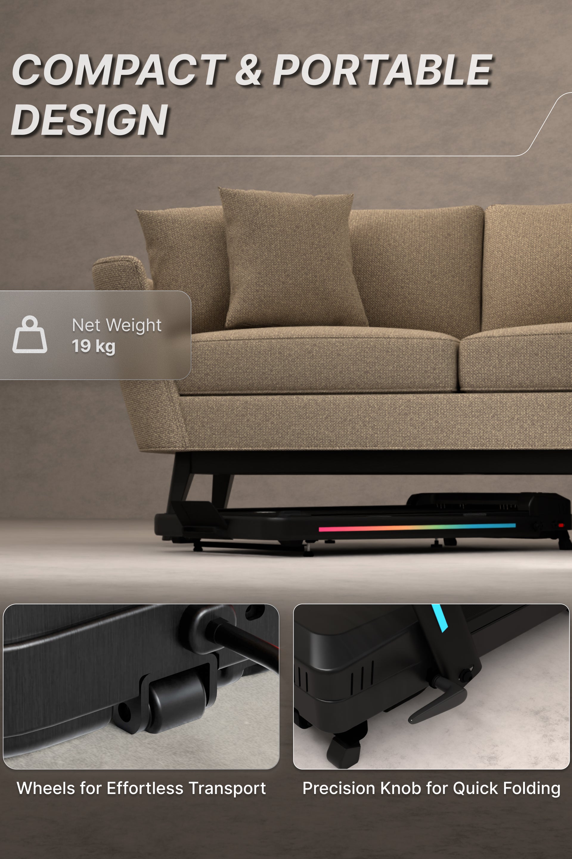 CultVibe 3-in-1 Walking Pad/Walk, Jog & Vibration | 4 HP BLDC Peak Motor | 150 Kg Max Load | 8 Vibration Modes | Remote Control & Tablet Holder | Treadmill for Home Use