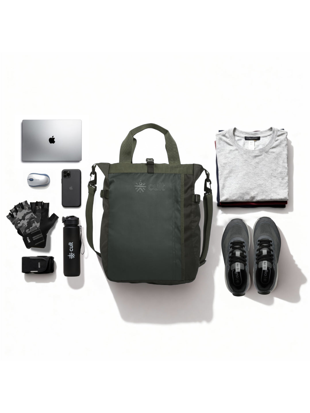 Work to Play Laptop Backpack 35L - Water-Repellent, Multi-Functional Bag with Trolley Sleeve & Shoe Cover Olive