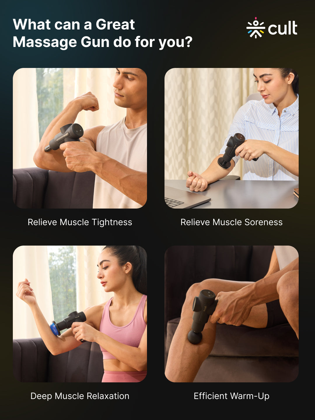 Cult Volt X, Full Body Professional Gun Massager with Hot and Cold Therapy, 3000mAh battery, QuietMotion Tech, 6 Interchangeable heads, 6 Speed levels, Silicone head, Carry Pouch.