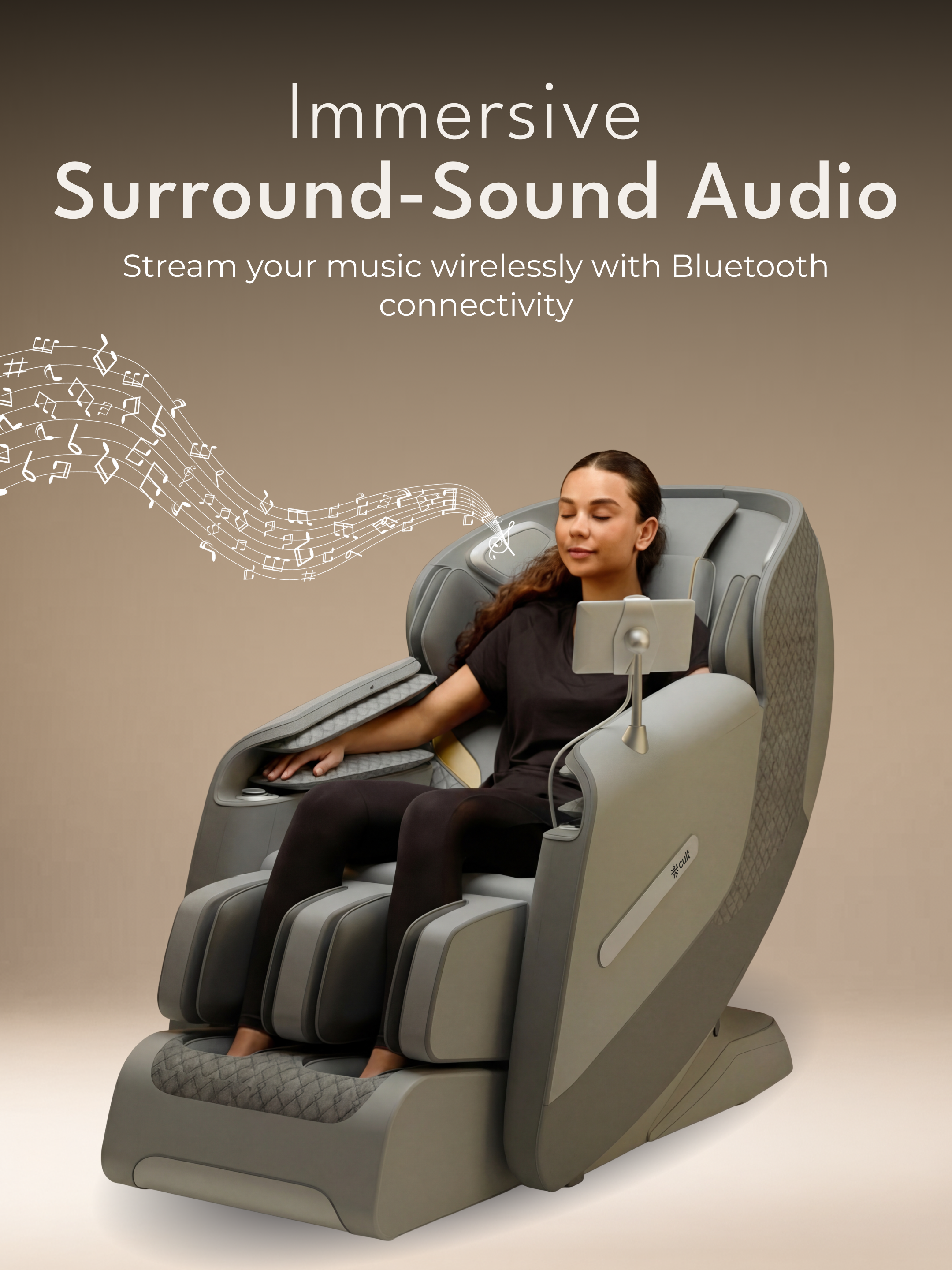 Cult LUXE Massage Chair | Zero Gravity with AI Voice & Bluetooth | 3D Experience | Smart Dial & 18 Preset Programs | Smart Touch Screen