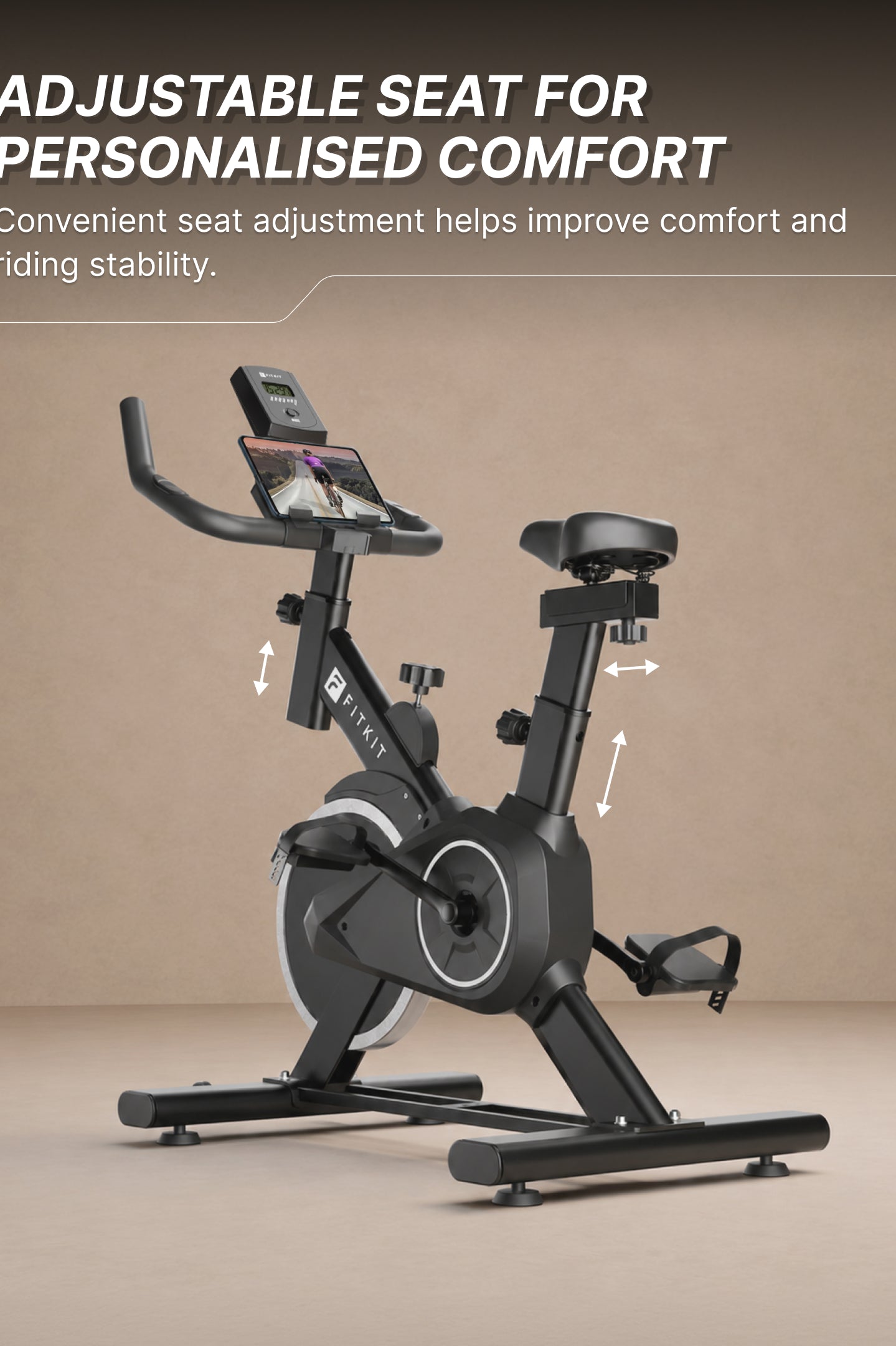 Fitkit by Cult FK8001 Spin Bike with 8Kg Flywheel, LED screen, Adjustable Brake Pad Resistance with Belt Drive System for Fitness at Home Workouts | Max Weight : 130 kg (Black)