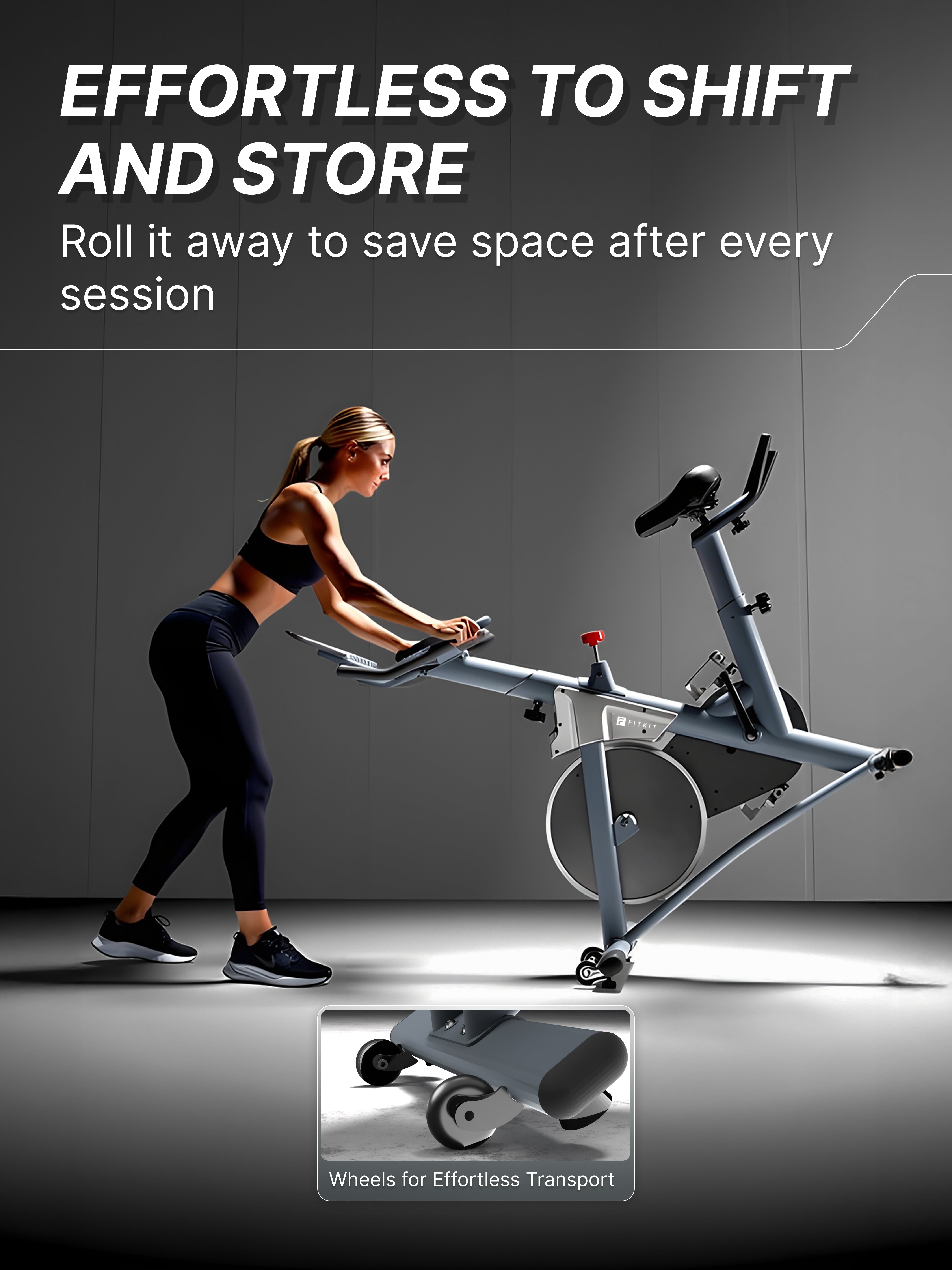 Fitkit by Cult FK7004 Premium Magnetic Spin Bike | 130kg Support | Stepless Resistance & 8kg Flywheel | LCD Display with Heart-Rate Tracking | Tablet Holder | Smooth & Silent Ride for Home Fitness