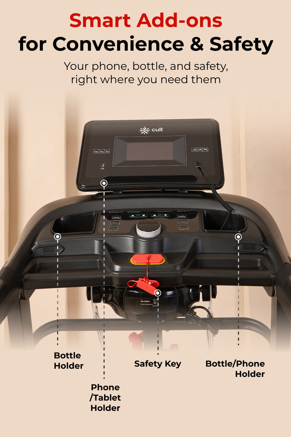 Cultrun M6 Nova 6 HP Peak Treadmill | 15-level Auto-Incline & Massager | Max Weight-140kg | Max Speed-18kmph (with 6 Months Extended Warranty)