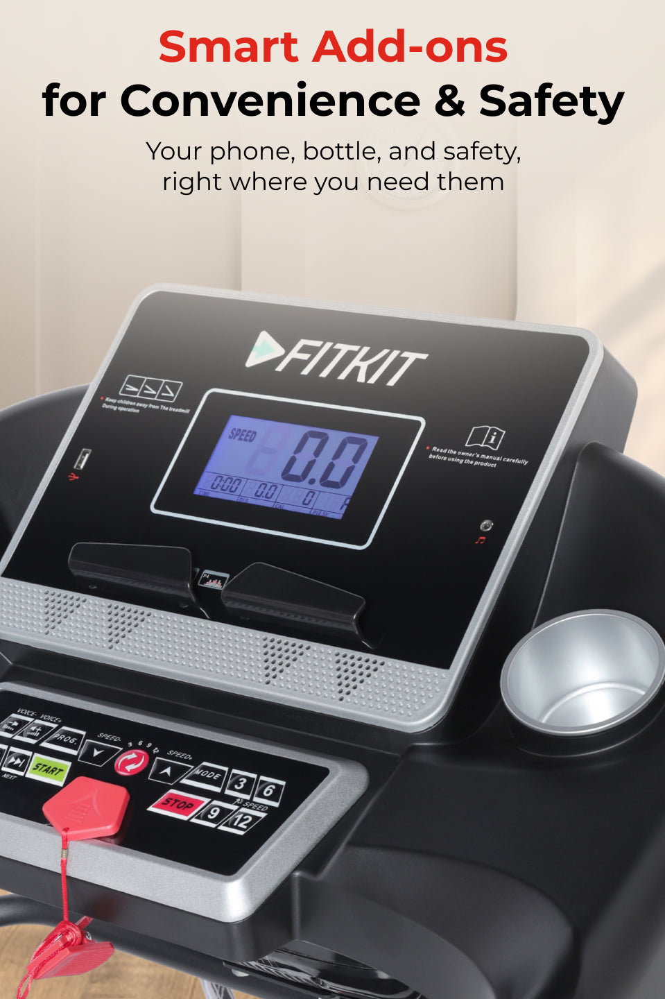 FT100M Treadmill 4.5HP | Massager | 3-level Manual-Incline | Max Weight-110kg | Max Speed-14.8kmph (with 6 months extended warranty)