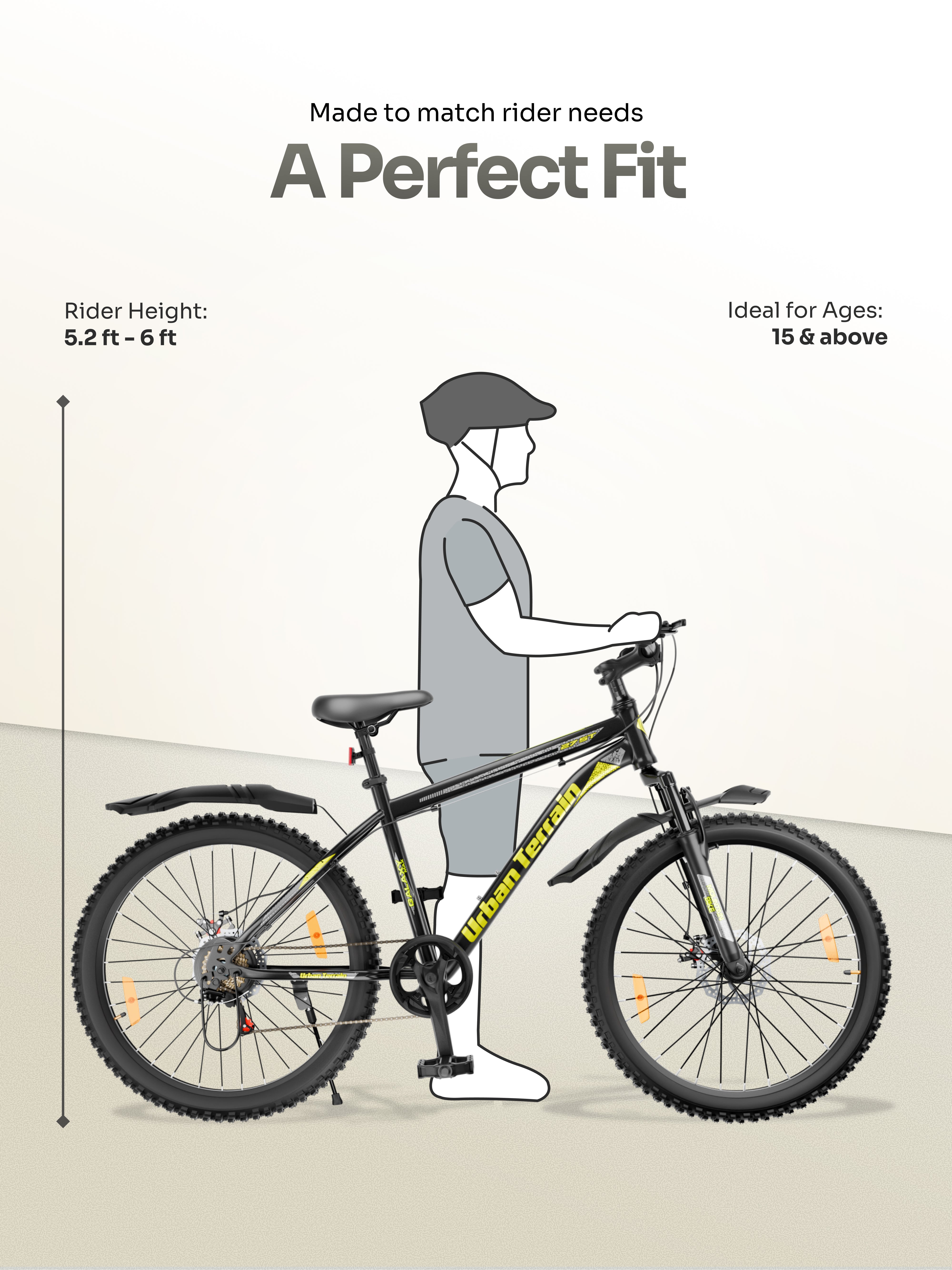 Galaxy Max Mountain Bike Steel 7 Speed Cycle 27.5 inch Tyre, Green With Front Suspension, Single Wall Rim and Dual Disc Brakes Ideal For 5.2 ft to 6 ft