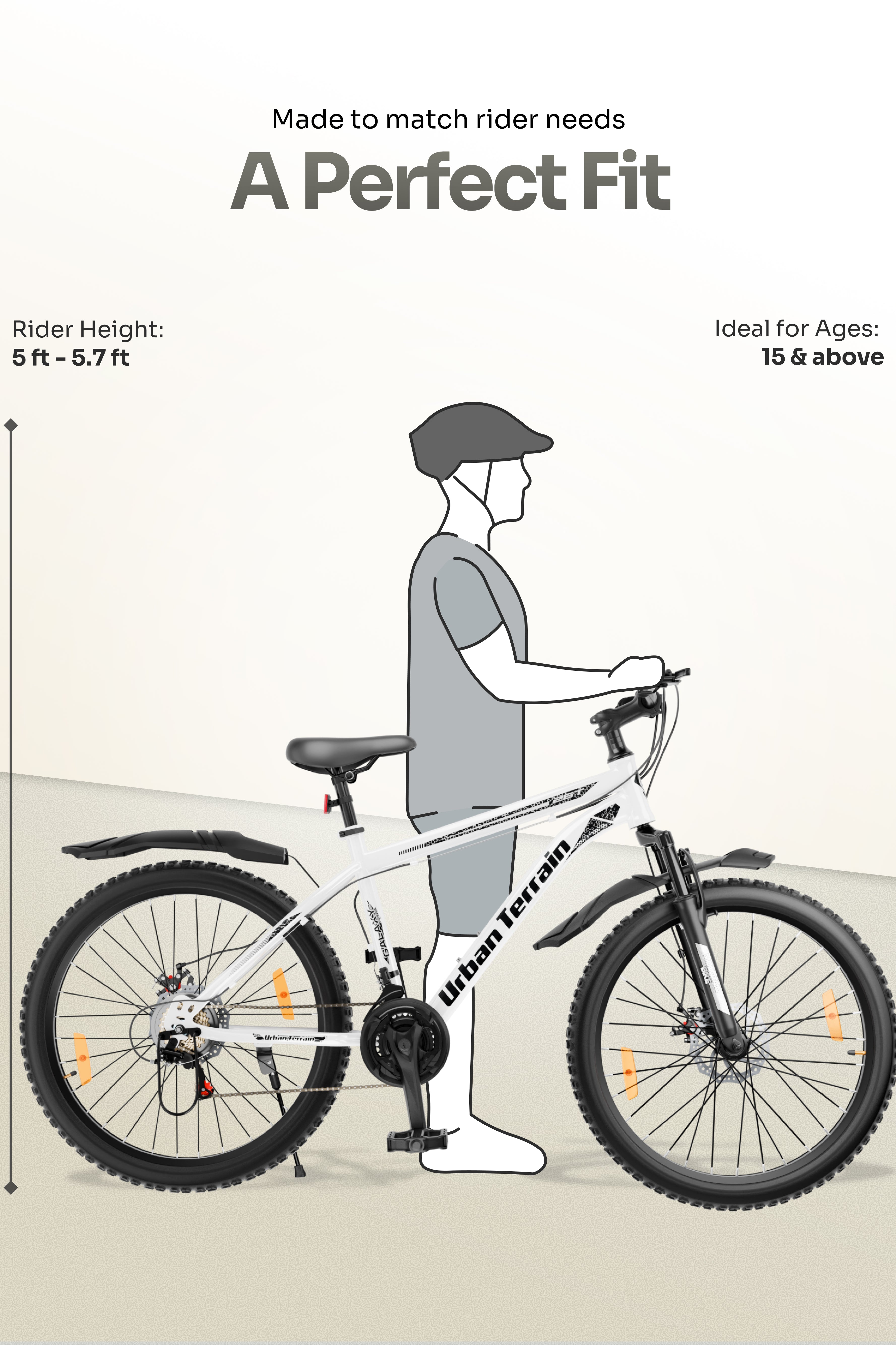 Galaxy Ultra Mountain Bike Steel 21 Speed Cycle 26 inch Tyre, White With Front Suspension, Single Wall Rim and Dual Disc Brakes Ideal For 5 ft to 5.7 ft