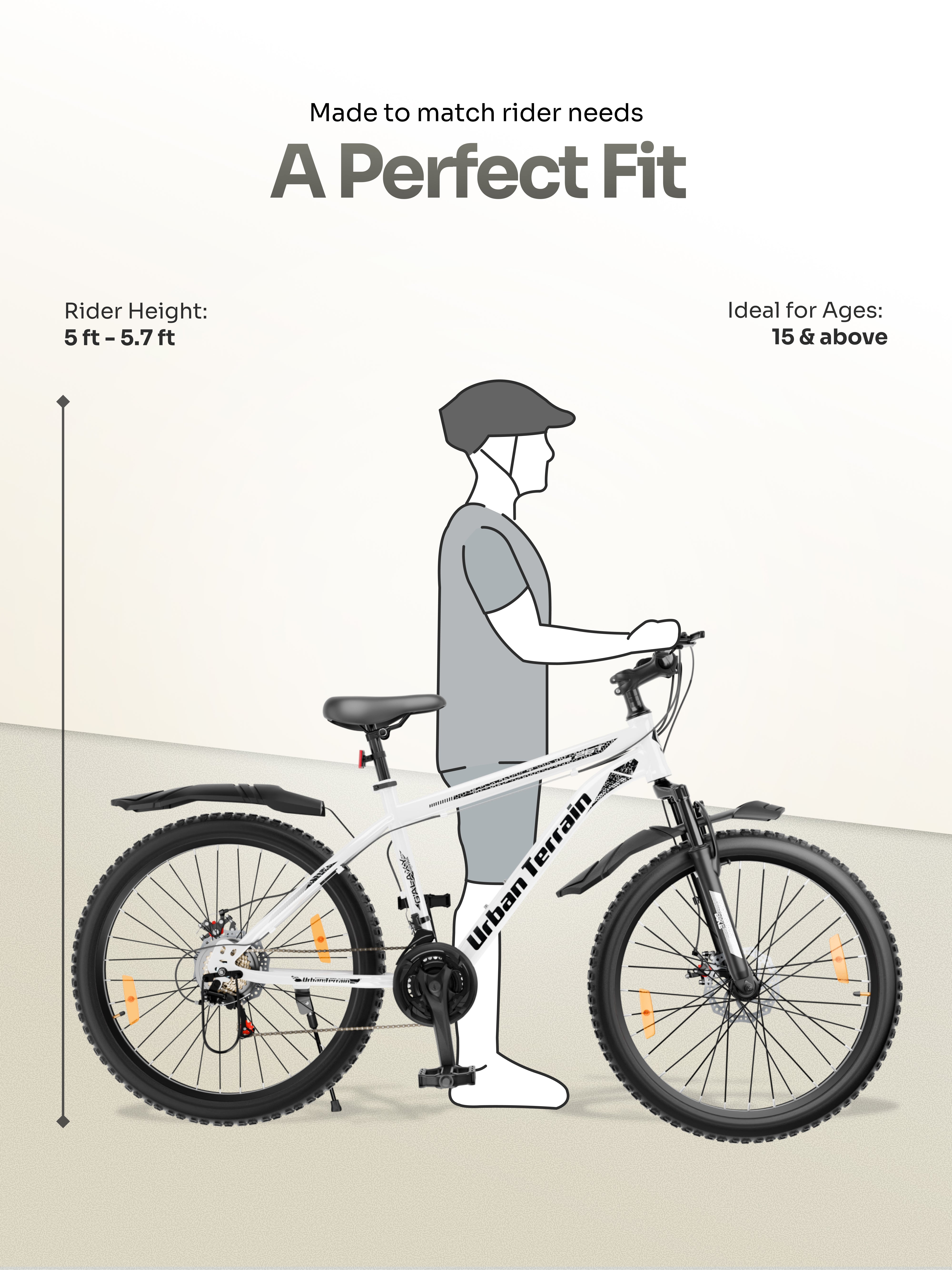 Galaxy Ultra Mountain Bike Steel 21 Speed Cycle 26 inch Tyre, White With Front Suspension, Single Wall Rim and Dual Disc Brakes Ideal For 5 ft to 5.7 ft