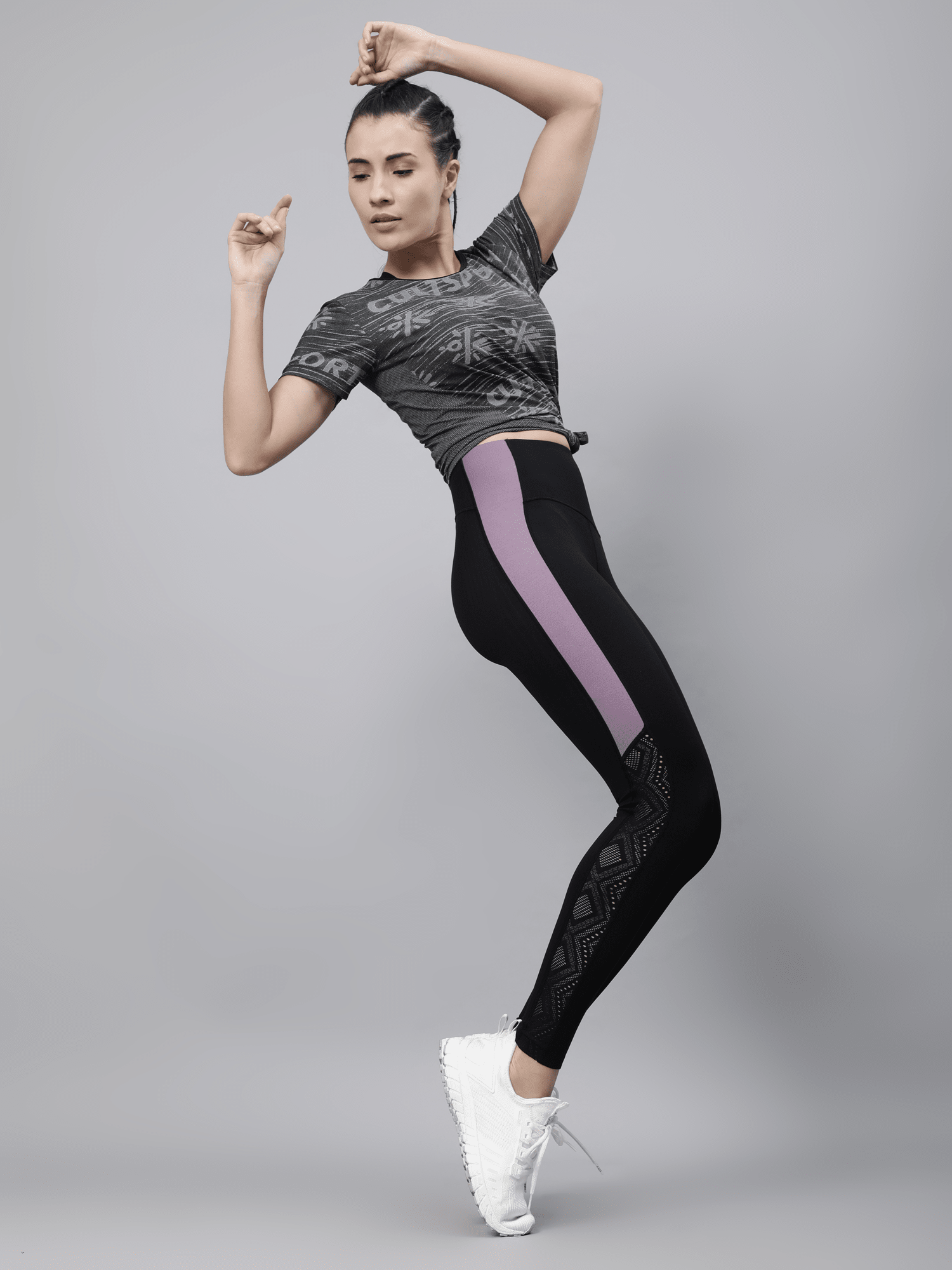 AbsoluteFit Uplift Black+Purple Workout Leggings