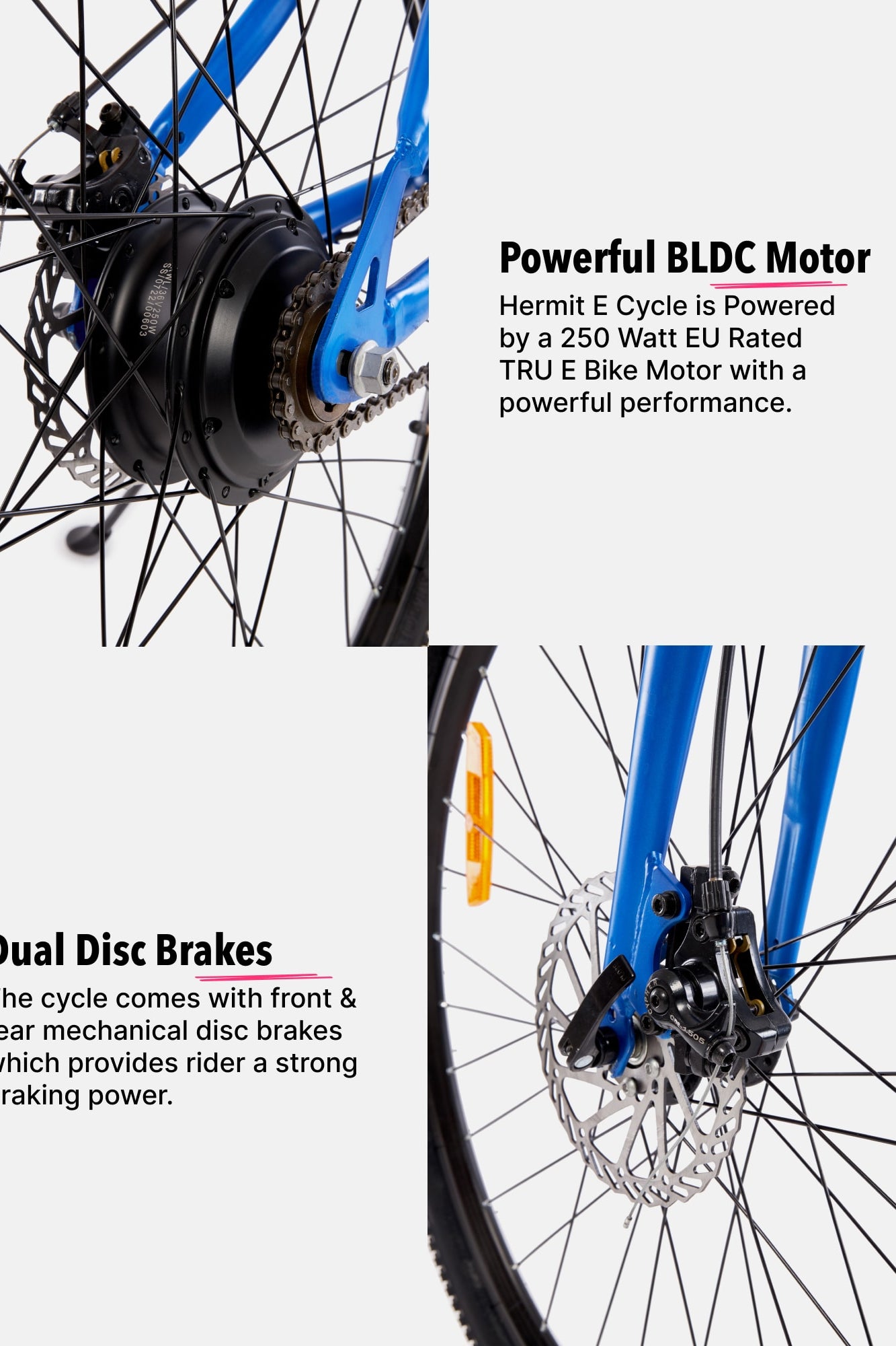 Hermit 27.5T Blue with 3.5hrs Fast Charge, Cycling Event, BLDC Motor 27.5 inches Single Speed Lithium-ion (Li-ion) Electric Cycle, Ideal for Unisex, 15+ Years