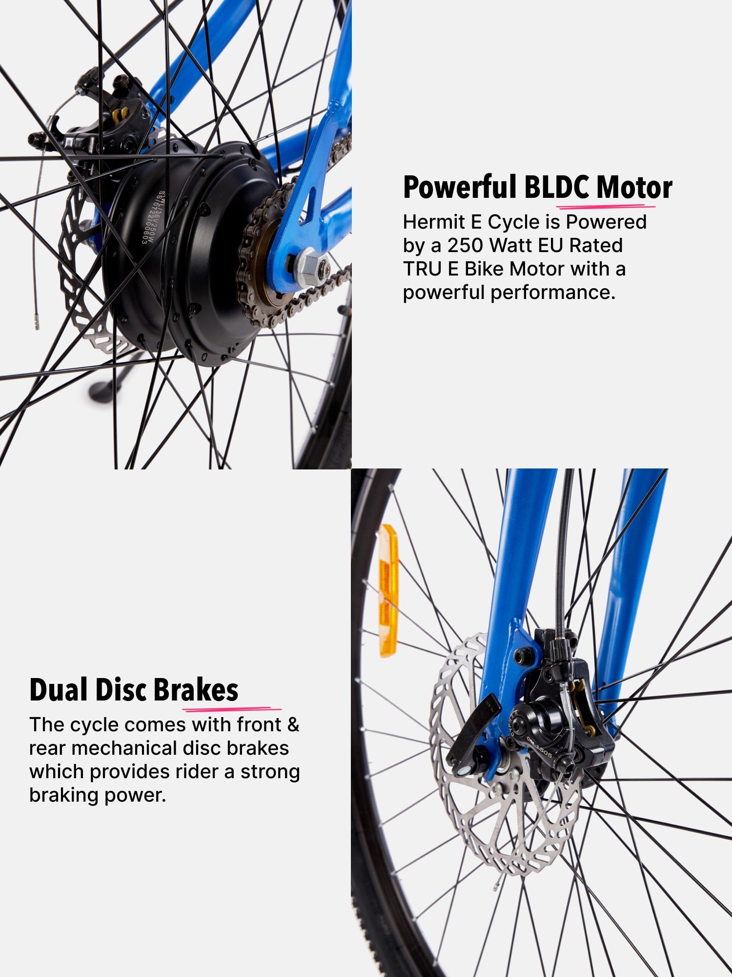 Hermit 27.5T Blue with 3.5hrs Fast Charge, Cycling Event, BLDC Motor 27.5 inches Single Speed Lithium-ion (Li-ion) Electric Cycle, Ideal for Unisex, 15+ Years