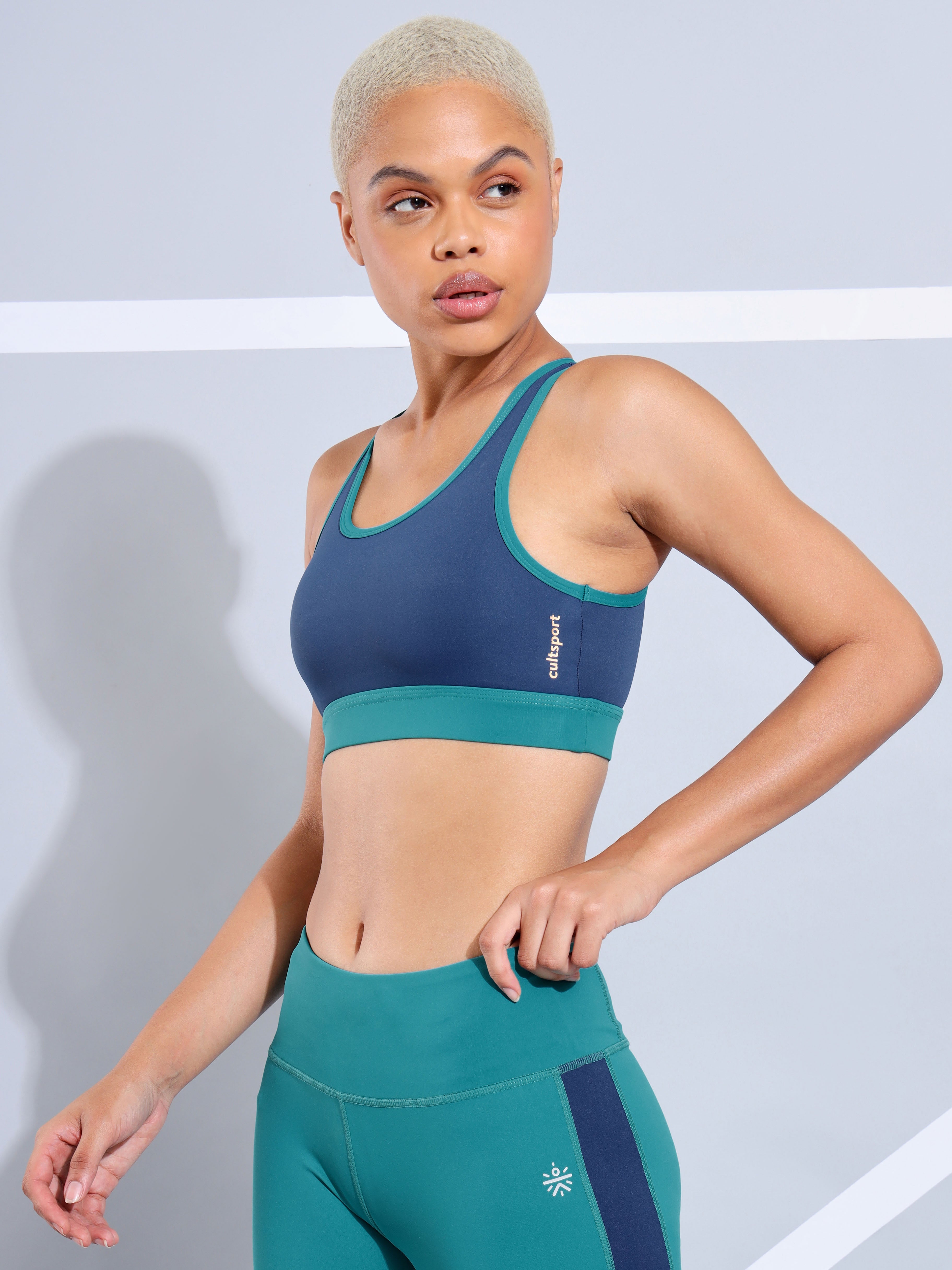 Colourblock Medium Impact Racer Back Sports Bra