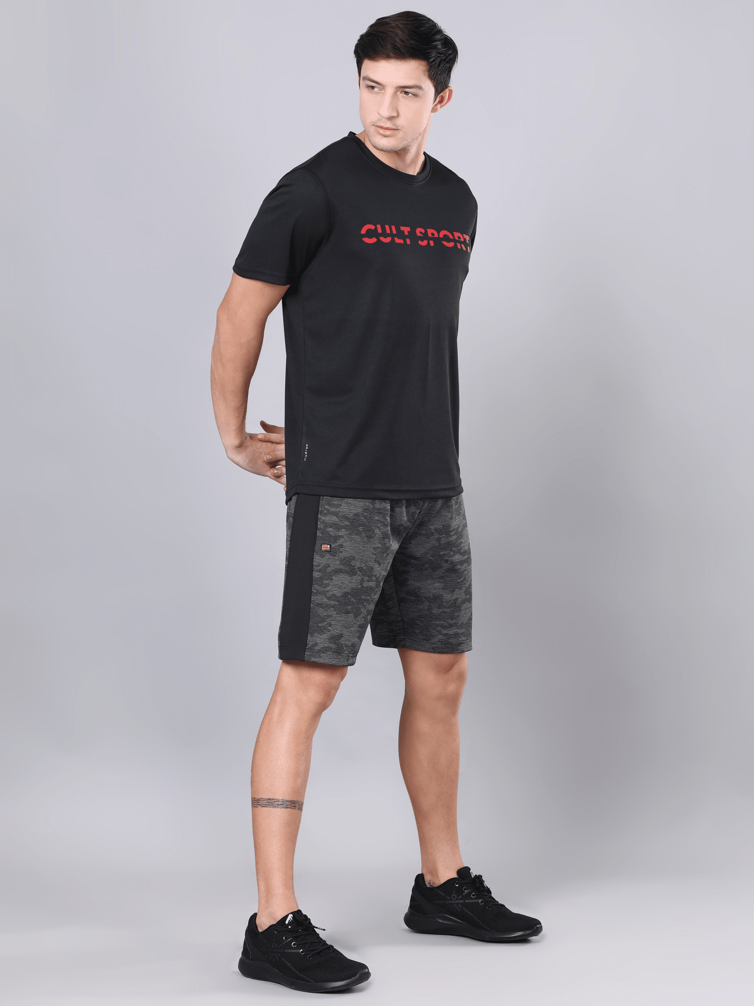 Abstract Bid Black Workout Tee