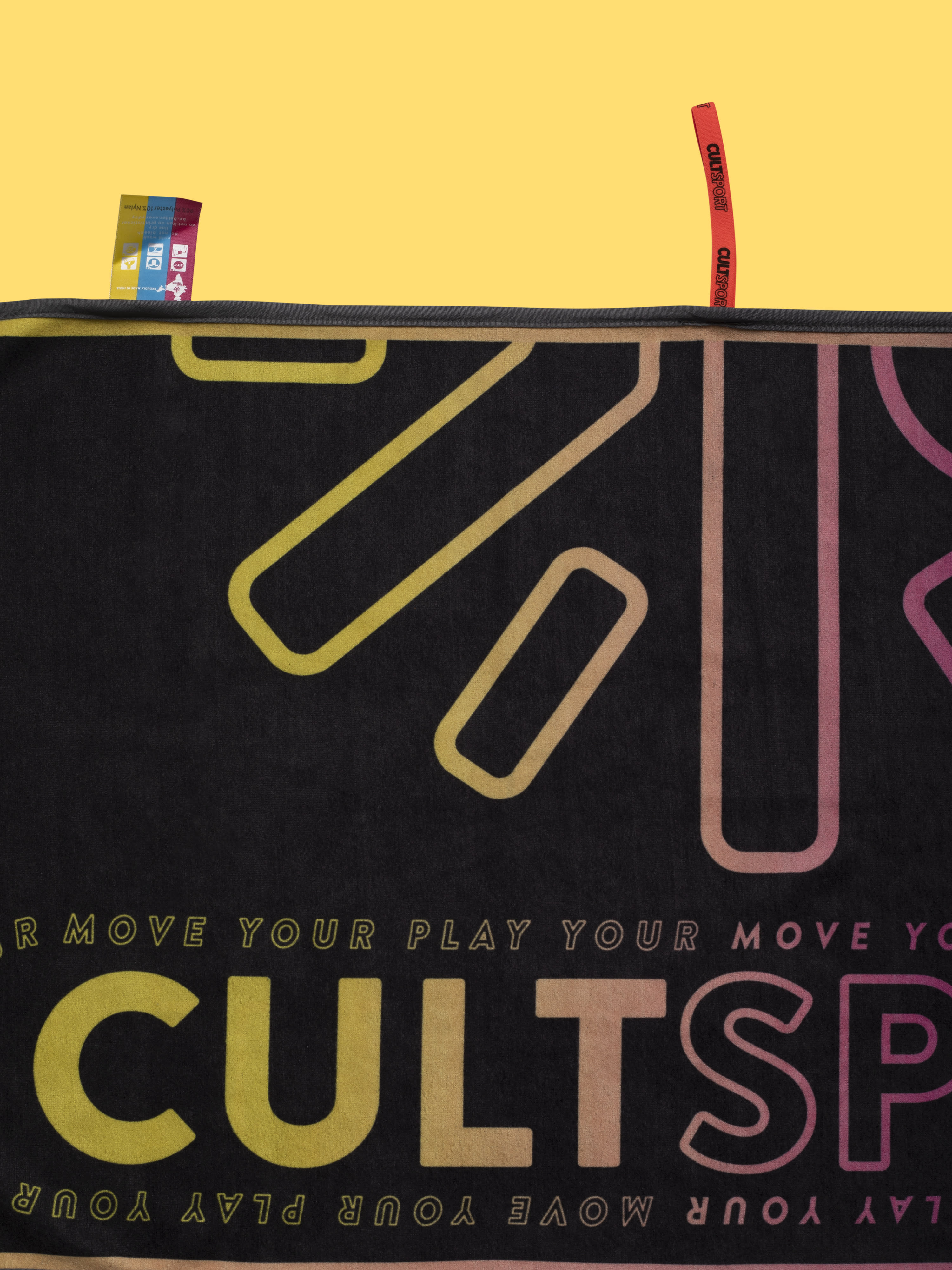 Yellow Pink Microfibre Gym Towel