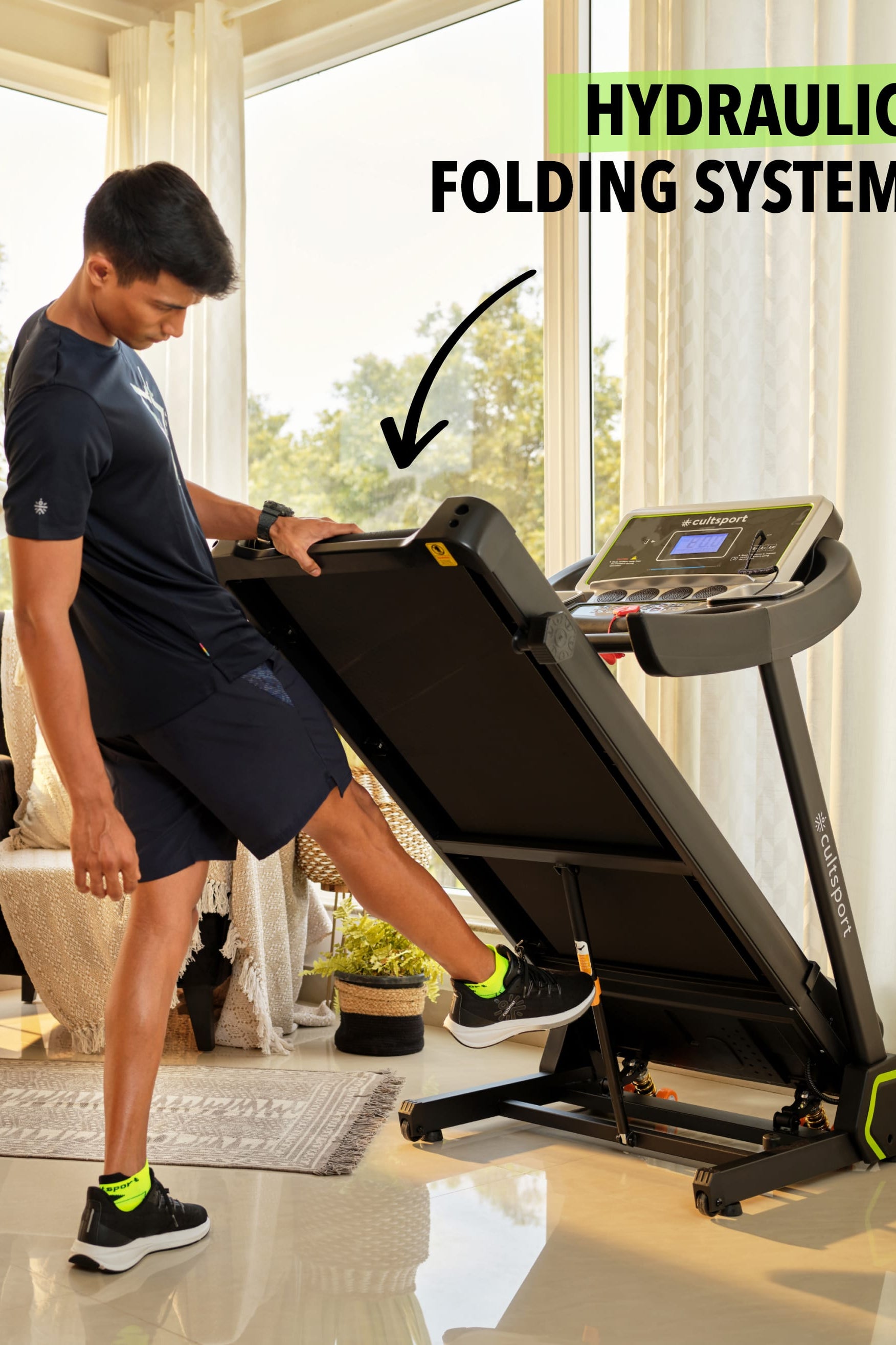 SmartrunC1 3HP Treadmill with 6-level Manual Incline | Max Speed-14kmph | Max Weight-110kg (with 6 Months Extended Warranty)