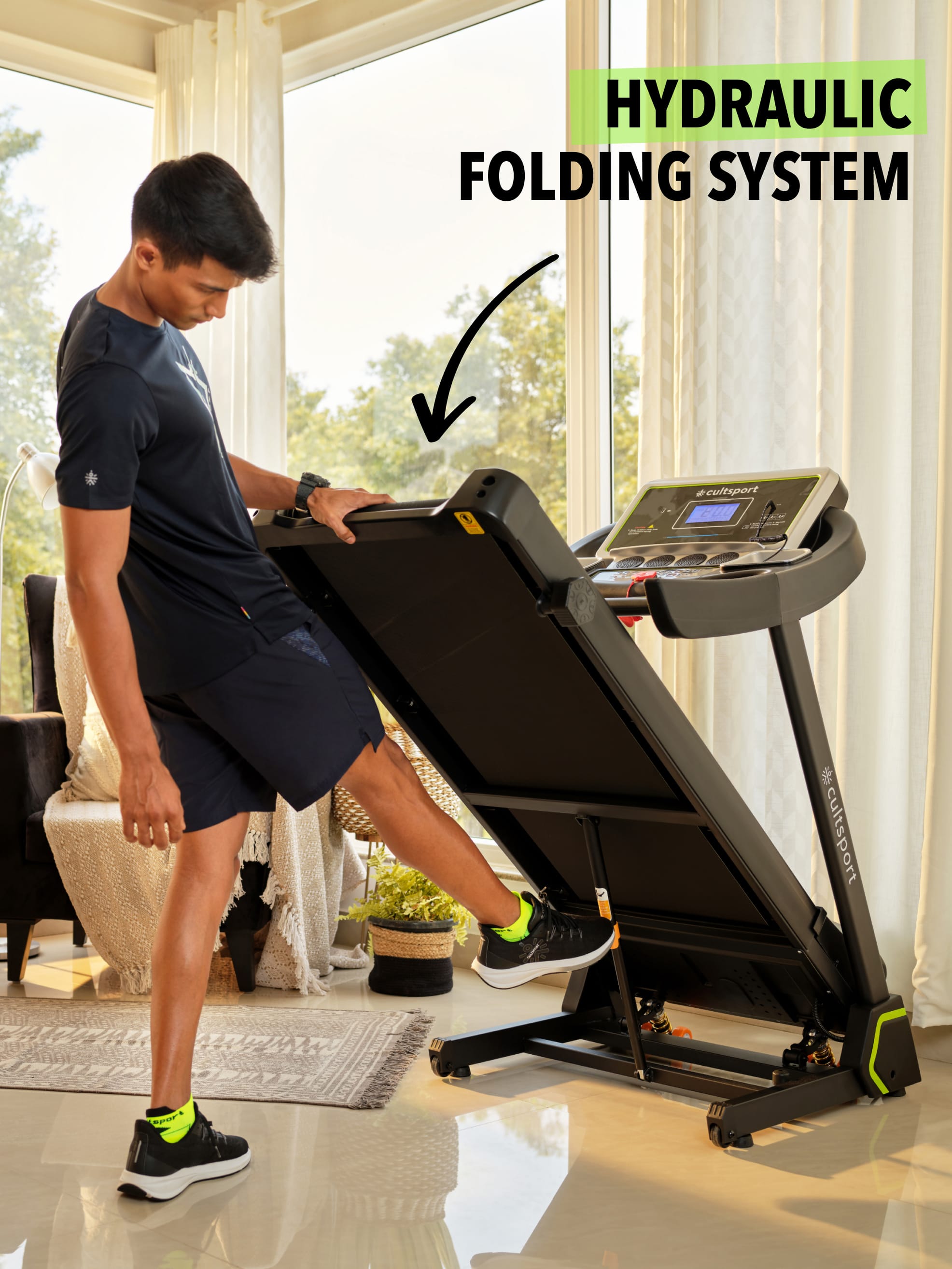 SmartrunC1 3HP Treadmill with 6-level Manual Incline | Max Speed-14kmph | Max Weight-110kg (with 6 Months Extended Warranty)