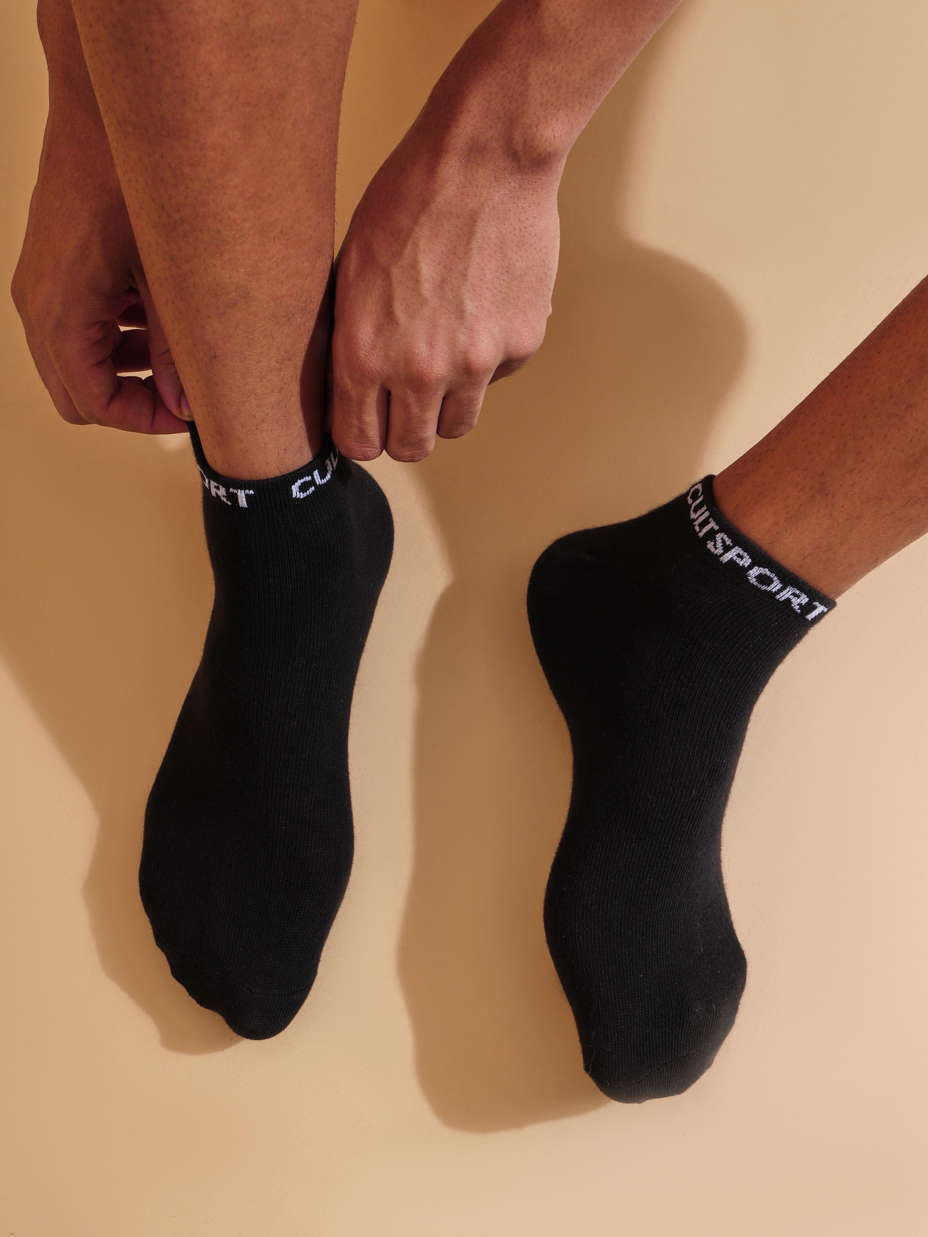 Casual Low Ankle Length Cotton Pack of 3 Black,White & Grey Men's Socks