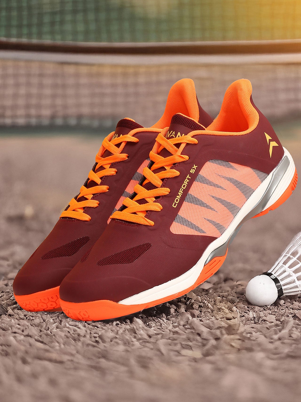 Avant Men's Dynamo Badminton Shoes - Maroon/Orange
