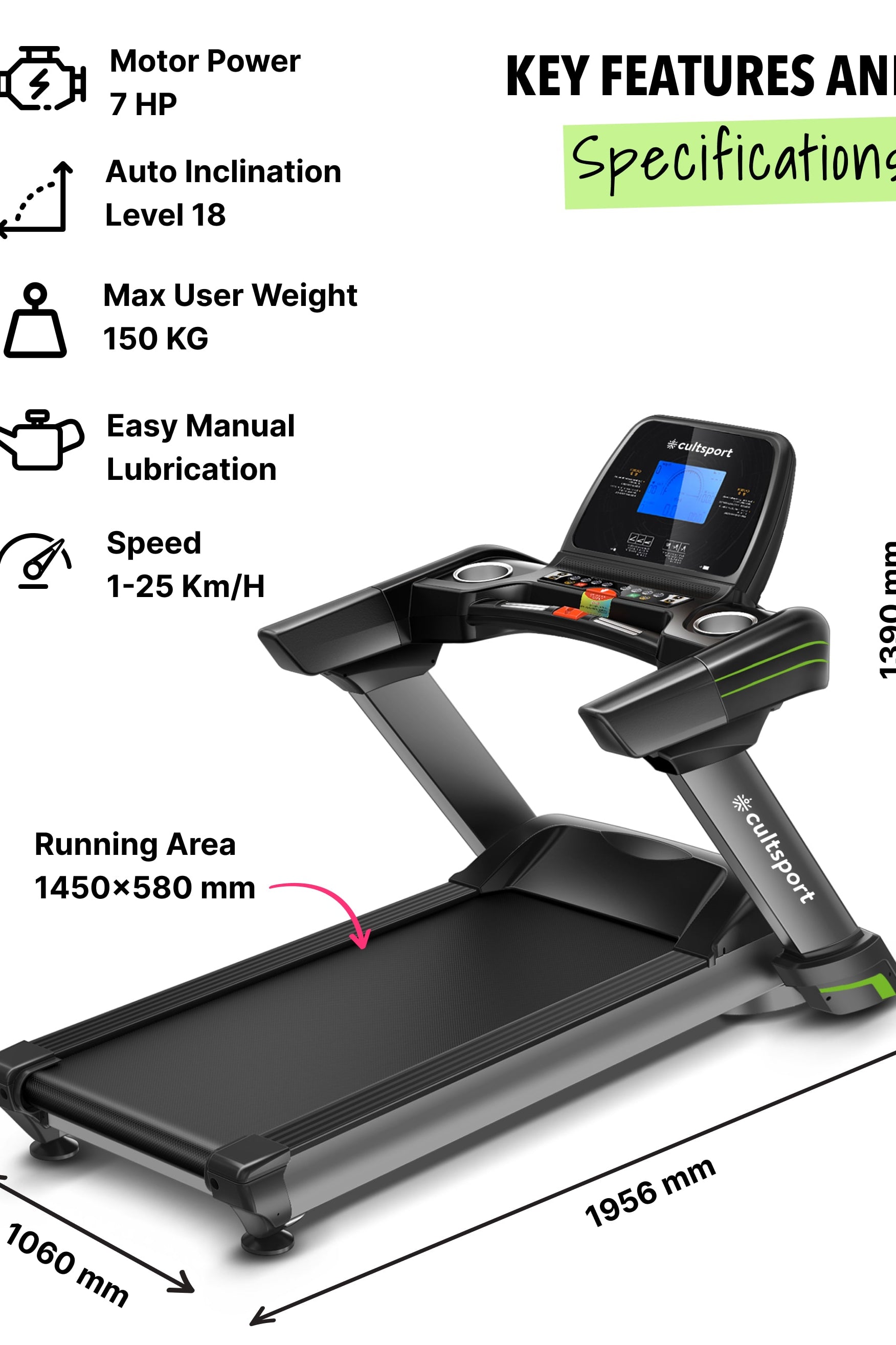 Smartrun c7: treadmill with 18-level auto incline (with 6 months extended warranty)