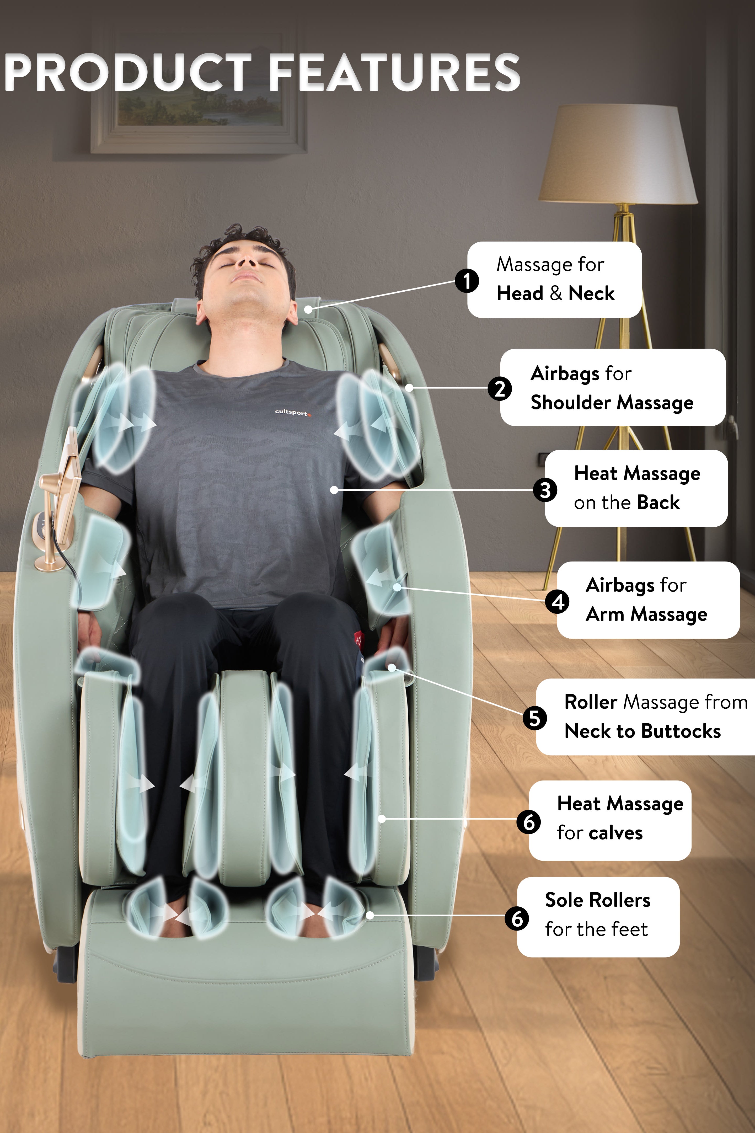 Cult Zen Massage Chair with Zero Gravity, SL Track 2D Massage Technique and Bluetooth AI voice Function For Full Body Massage At Home