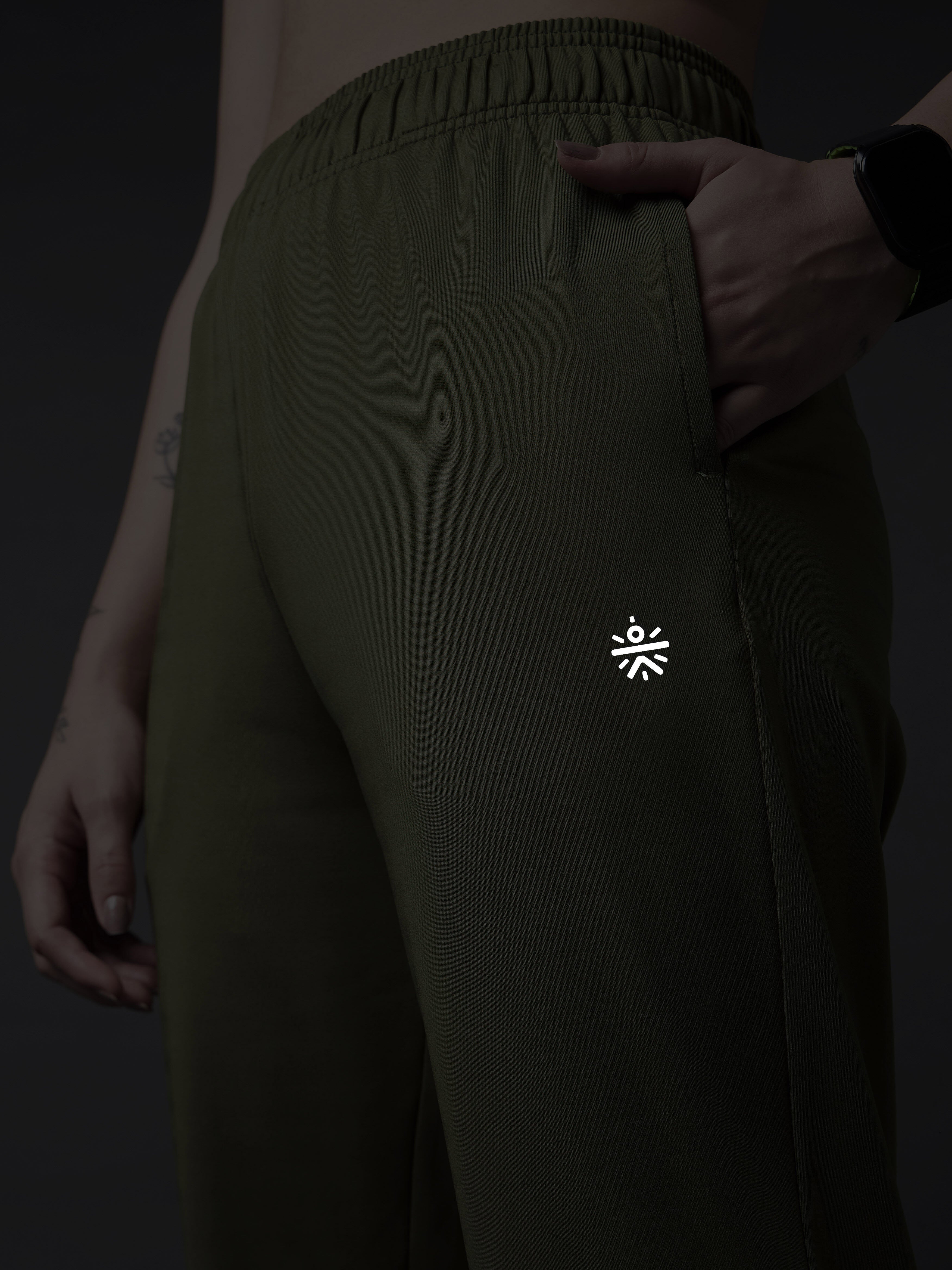 Women's Olive Iconic Running Joggers